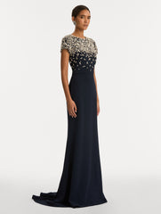 Oscar de la Renta Mosaic Crystal Embroidered Cady Gown