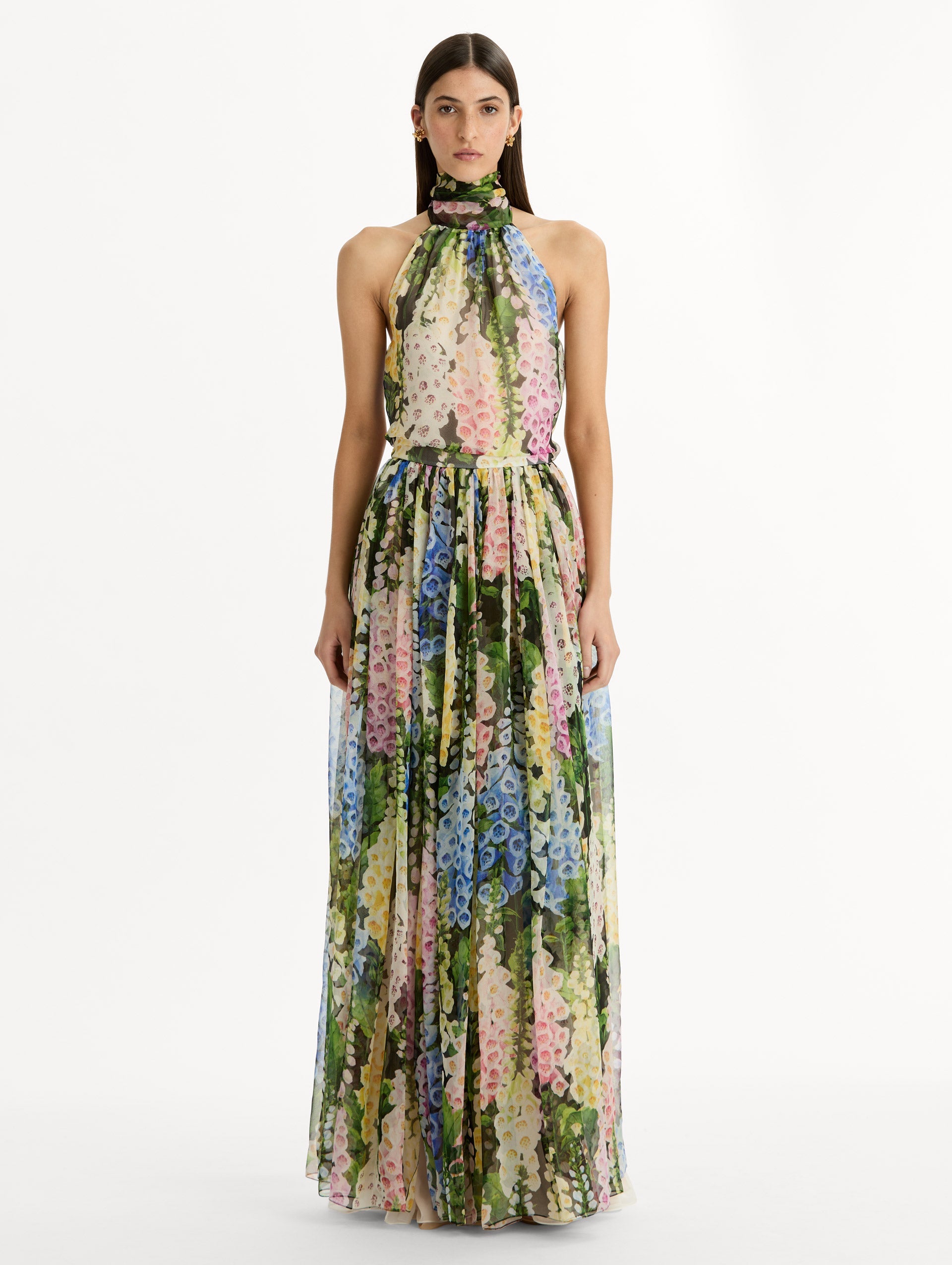 Oscar de la Renta Foxglove Chiffon Gown