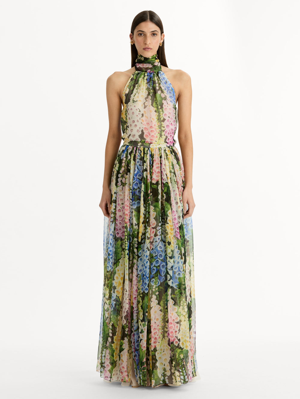 Oscar de la Renta Foxglove Chiffon Gown