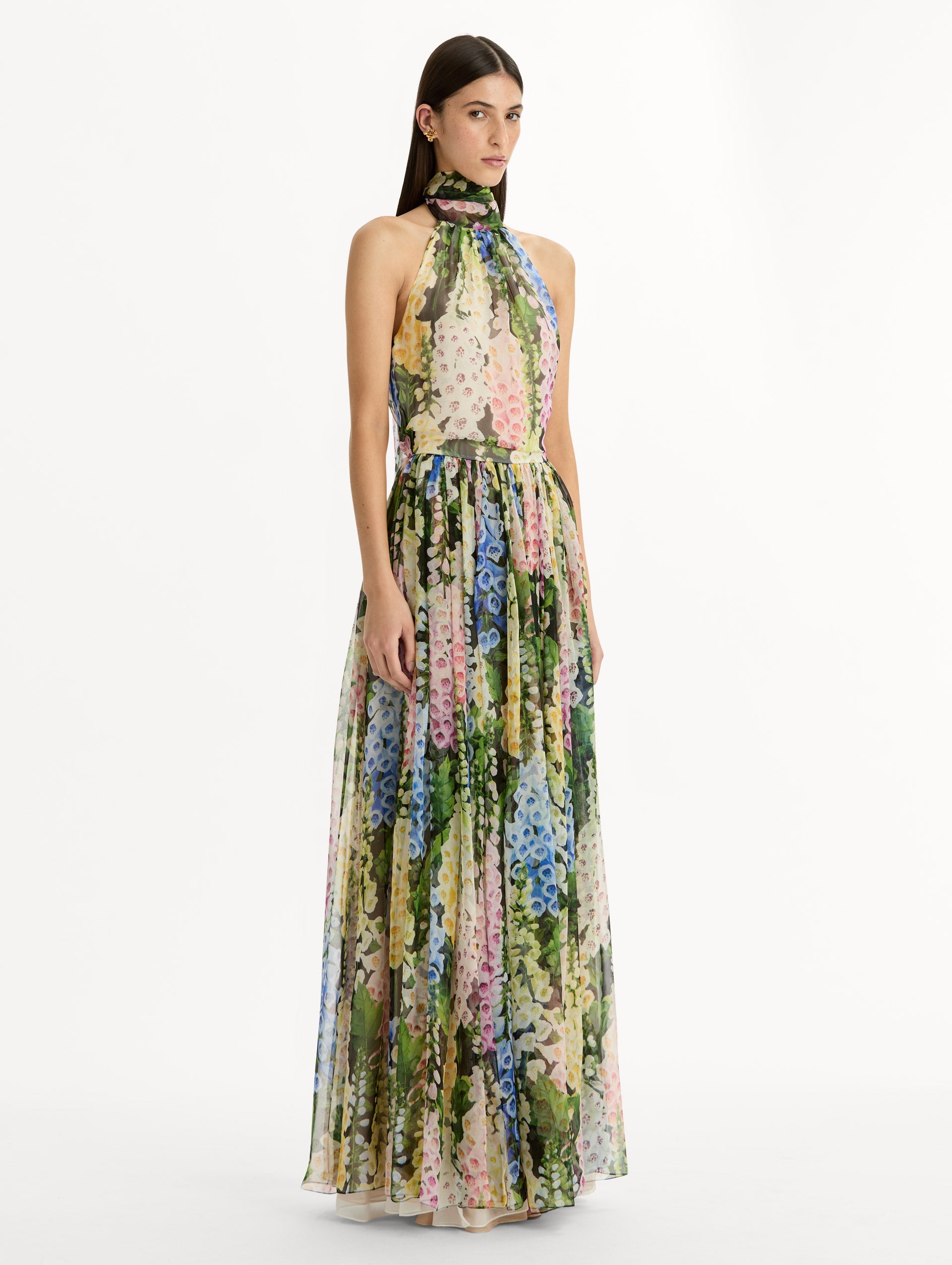 Oscar de la Renta Foxglove Chiffon Gown