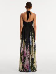 Oscar de la Renta Degradé Foxglove Chiffon Gown