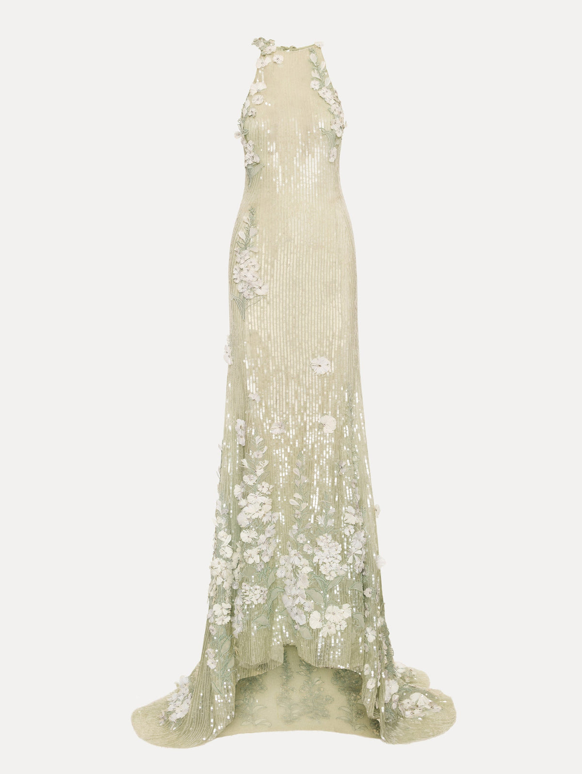 Oscar de la Renta Foxglove Embroidered Sequin Tulle Gown