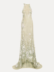 Oscar de la Renta Foxglove Embroidered Sequin Tulle Gown