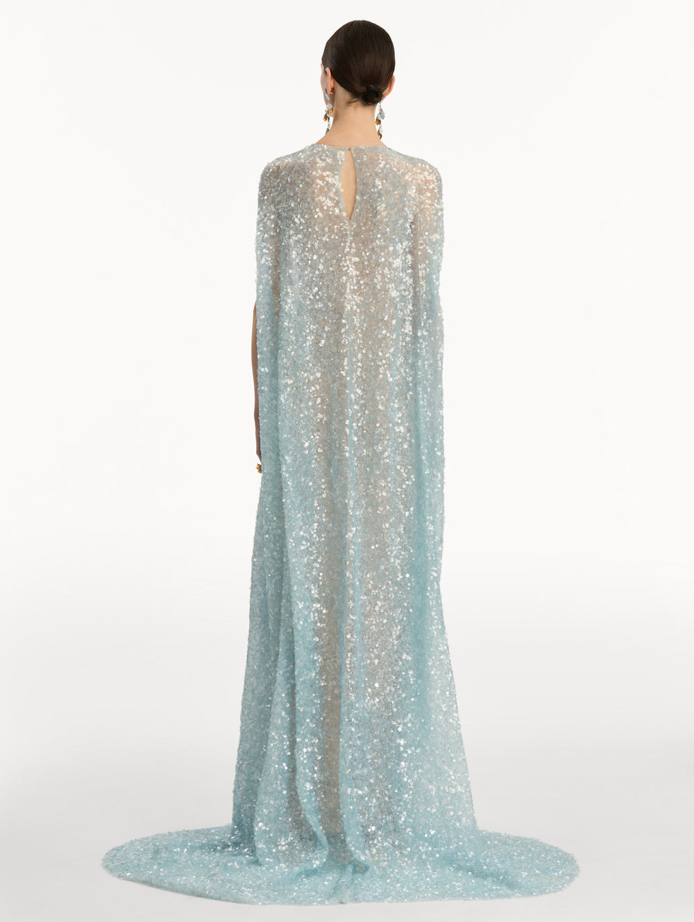 Oscar de la Renta Foxglove Embroidered Sequin Tulle Caftan