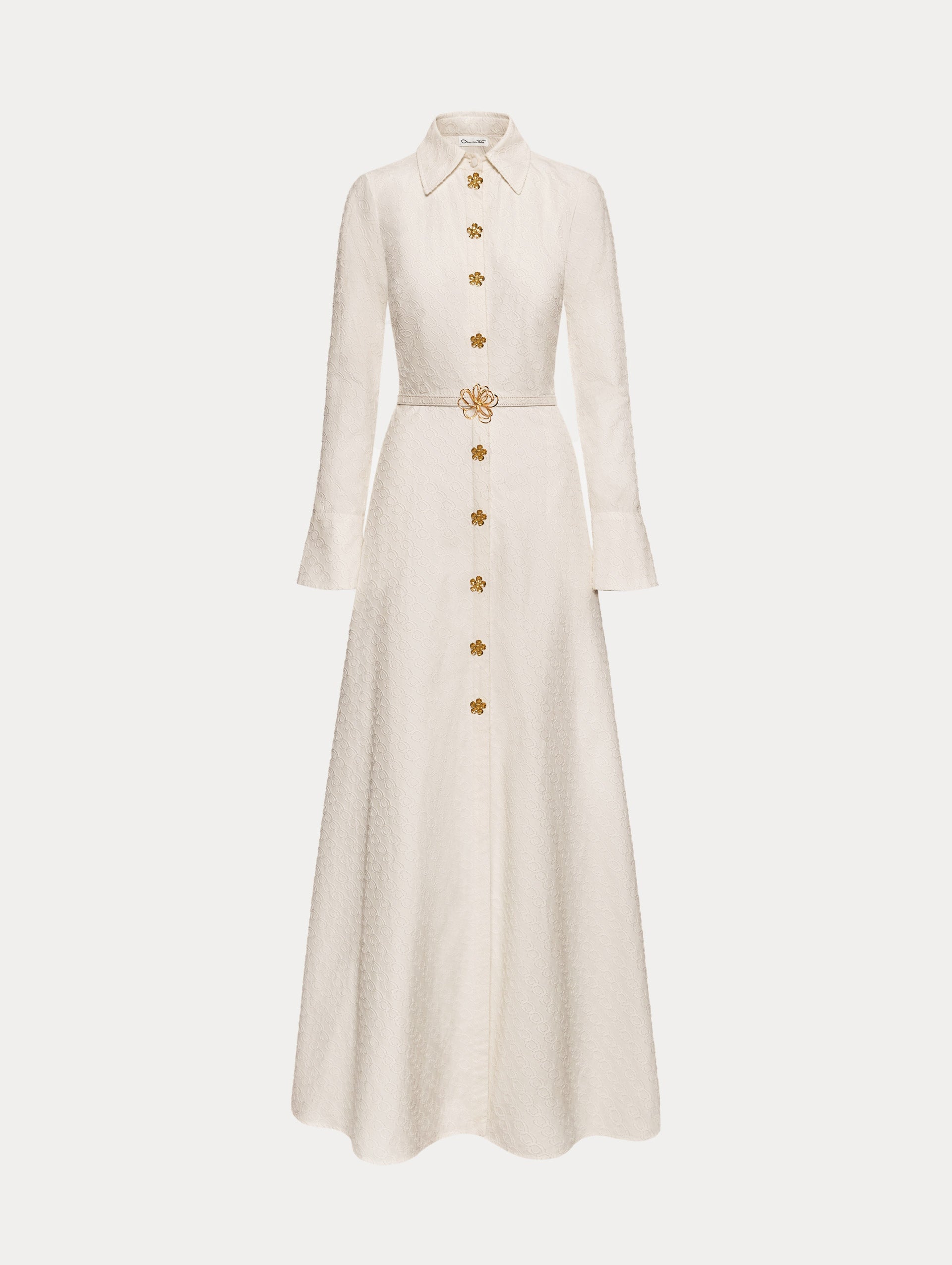 Oscar de la Renta Oscar Chain-Link Cotton Poplin Caftan