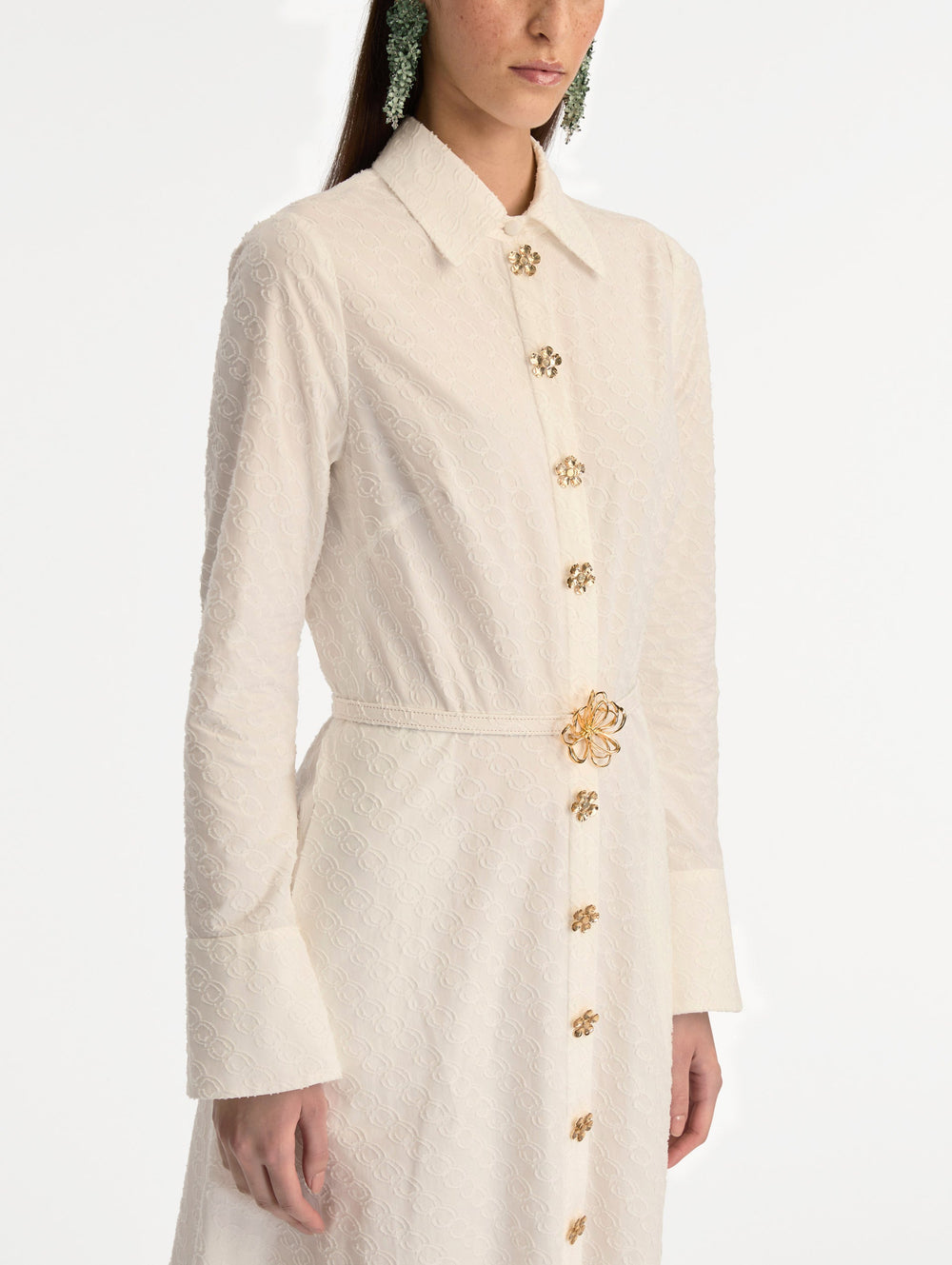 Oscar de la Renta Oscar Chain-Link Cotton Poplin Caftan