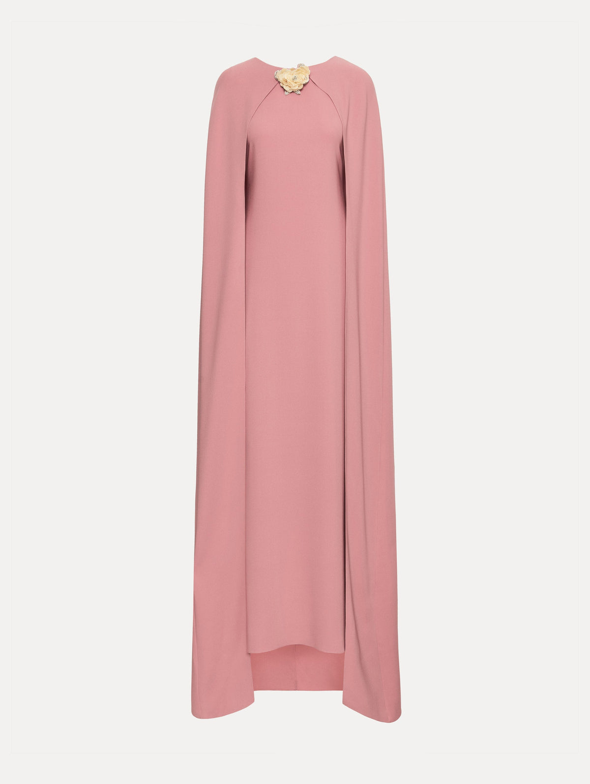 Oscar de la Renta Brooch Embroidered Cape-Back Caftan