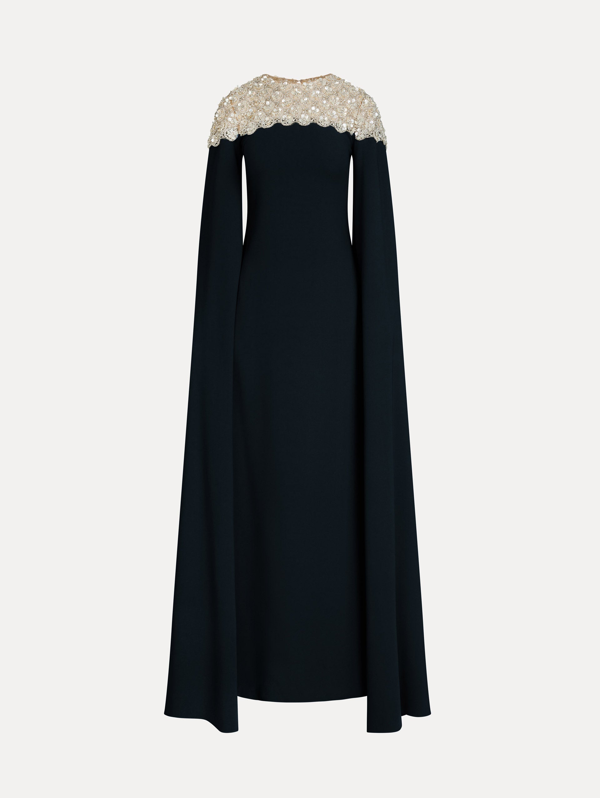Oscar de la Renta Mother of Pearl Embroidered Caftan