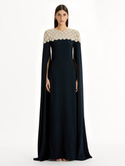 Oscar de la Renta Mother of Pearl Embroidered Caftan