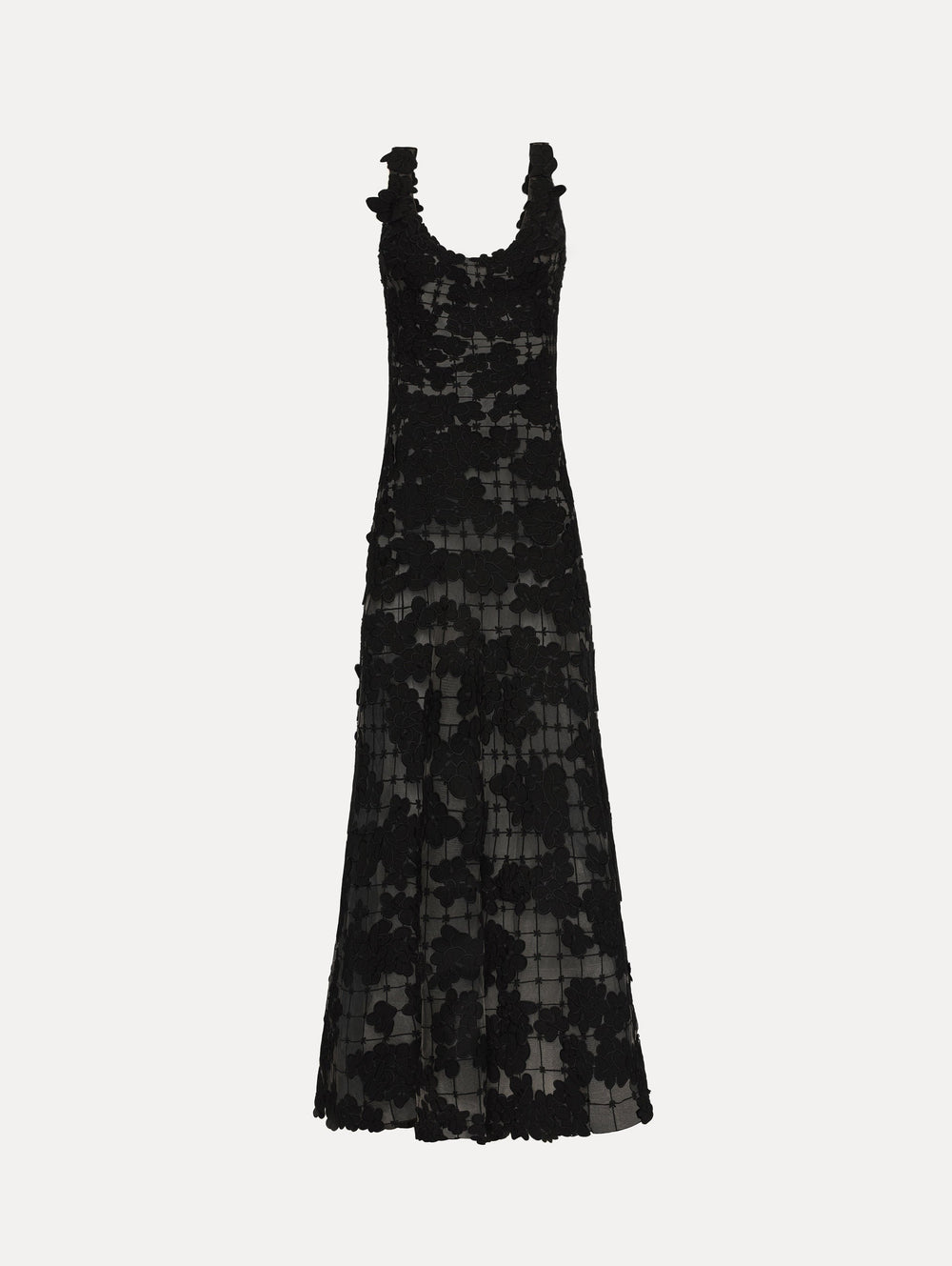 Oscar de la Renta Floral Cutout Threadwork Gown
