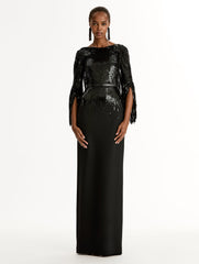 Oscar de la Renta Sequin Fringe Gown