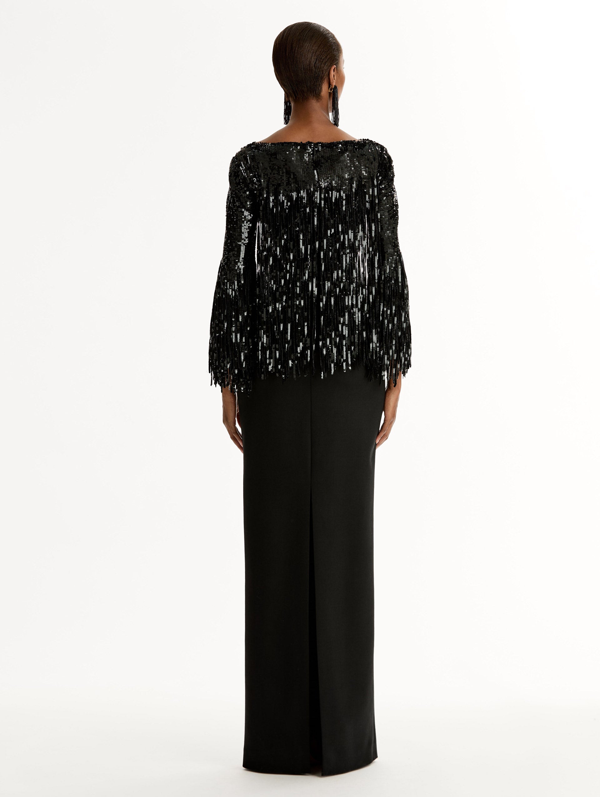 Oscar de la Renta Sequin Fringe Gown