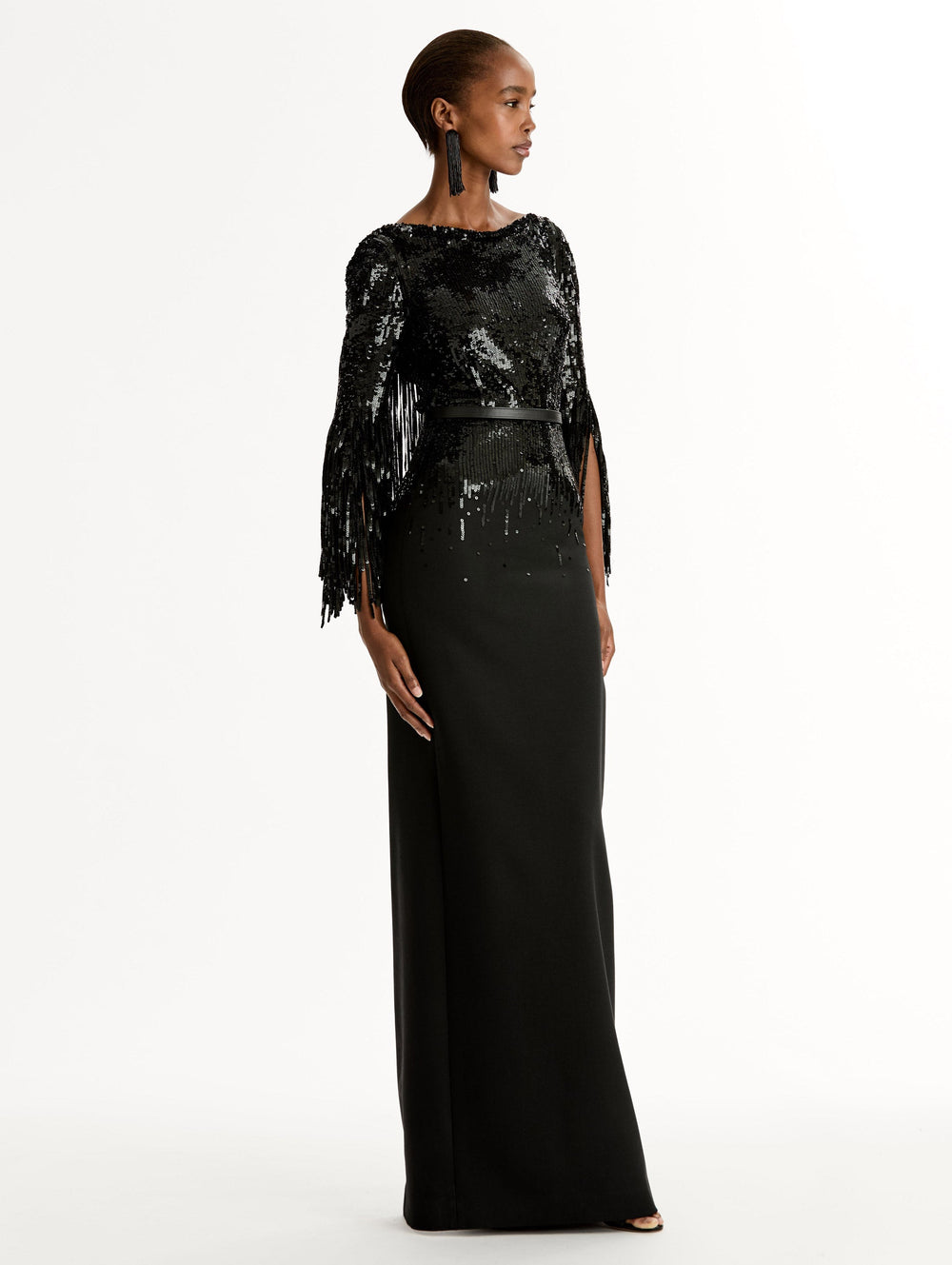Oscar de la Renta Sequin Fringe Gown