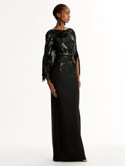 Oscar de la Renta Sequin Fringe Gown