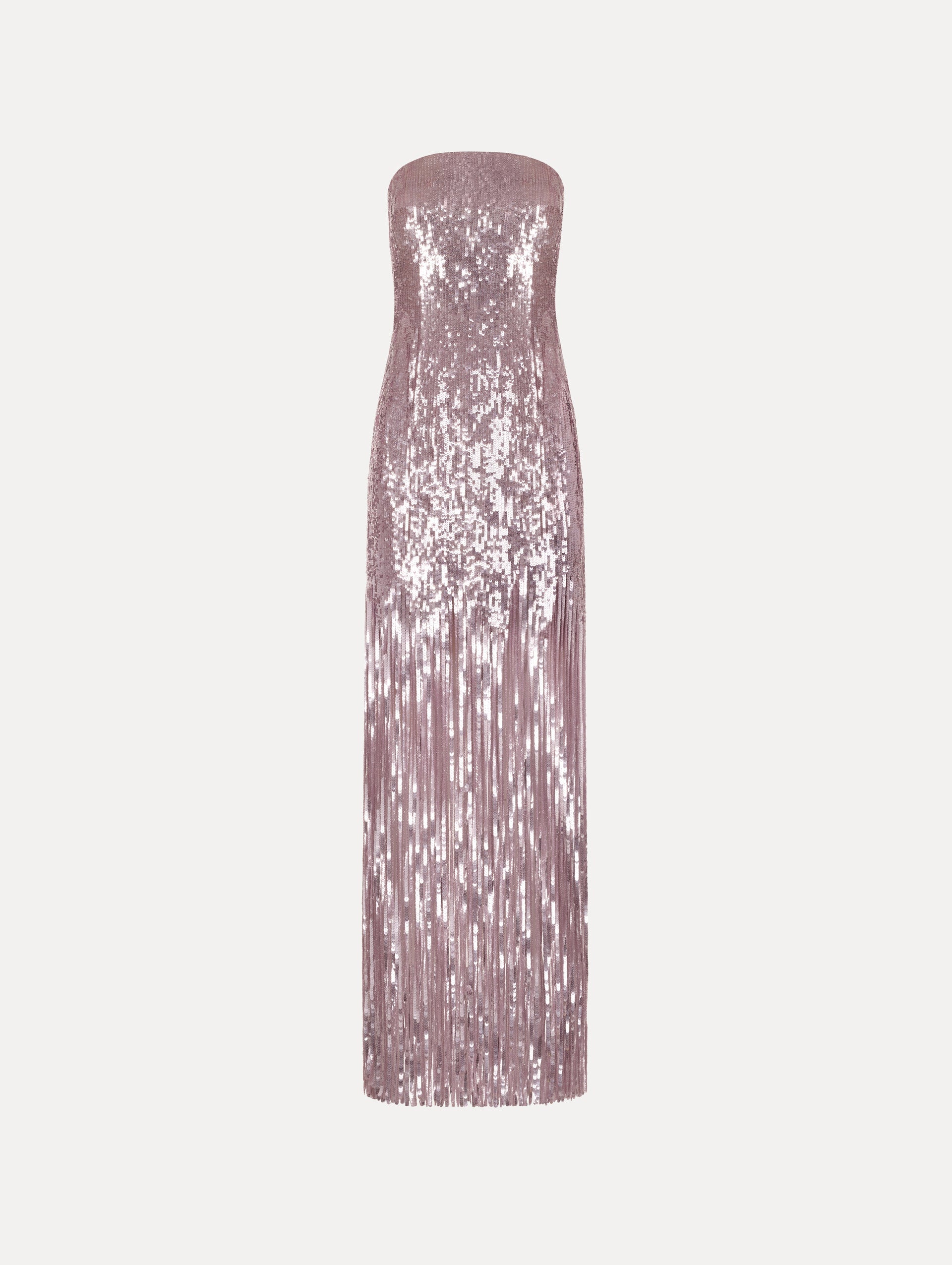 Oscar de la Renta Sequin Fringe Strapless Gown