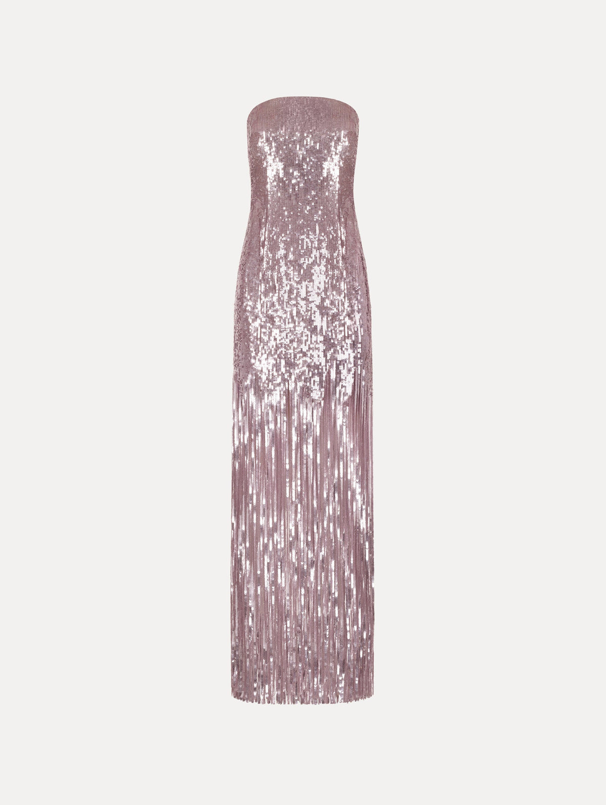 Oscar de la Renta Sequin Fringe Strapless Gown