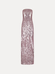 Oscar de la Renta Sequin Fringe Strapless Gown