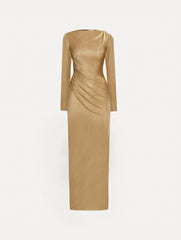 Oscar de la Renta Metallic Jersey Draped Gown