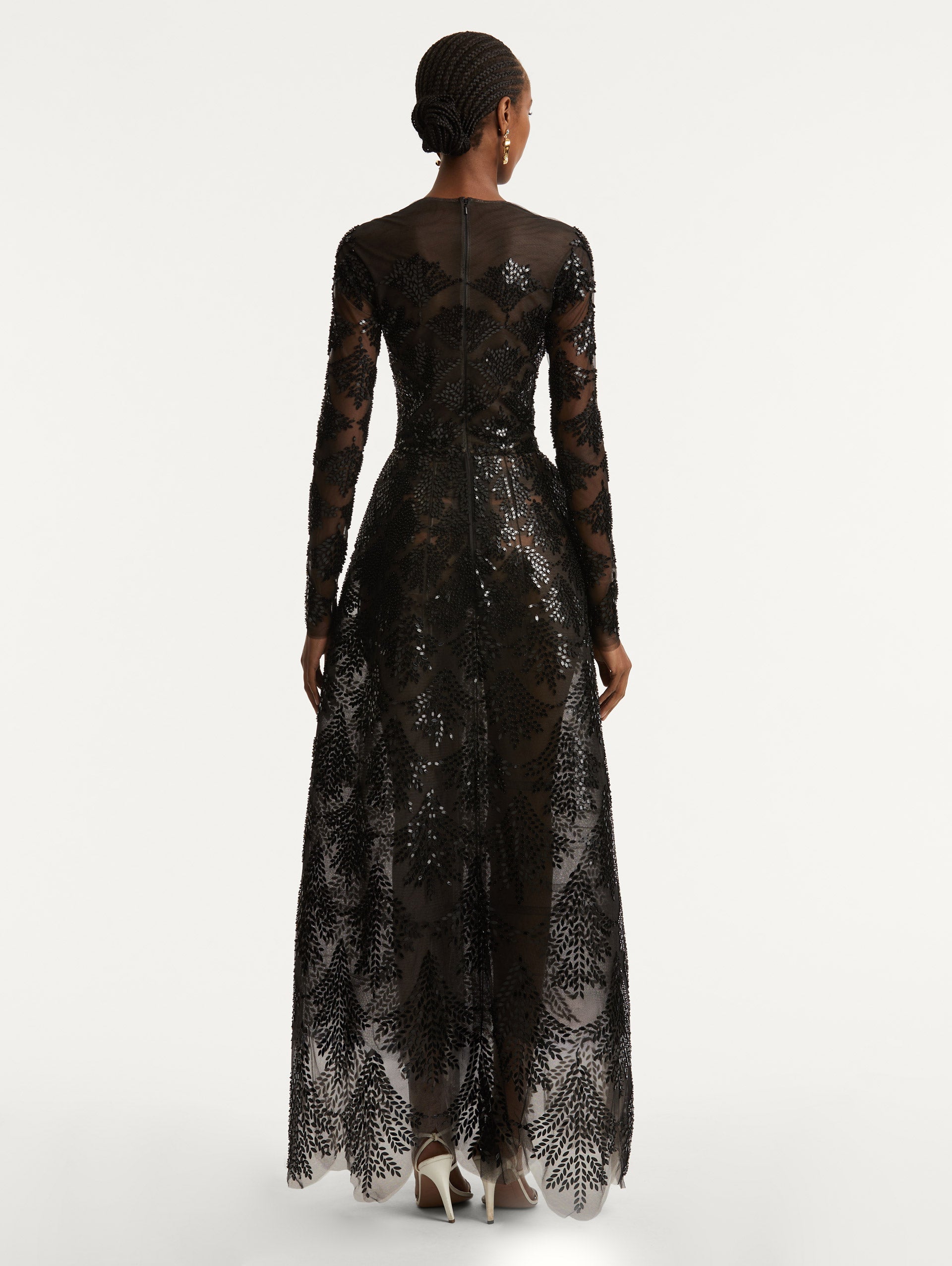 Oscar de la Renta Fern Sequin Embroidered Gown