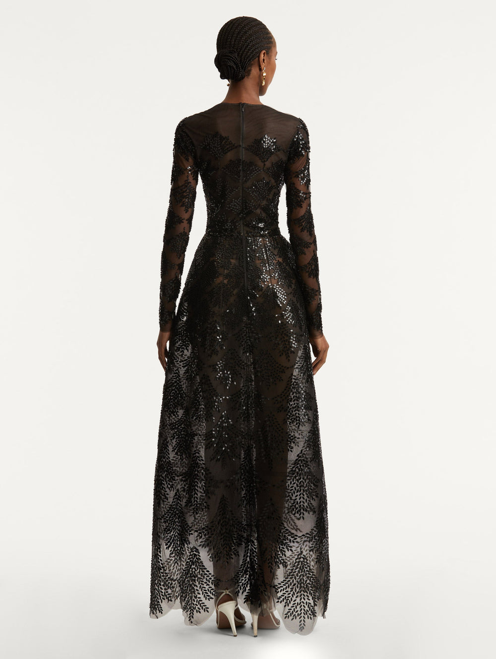 Oscar de la Renta Fern Sequin Embroidered Gown