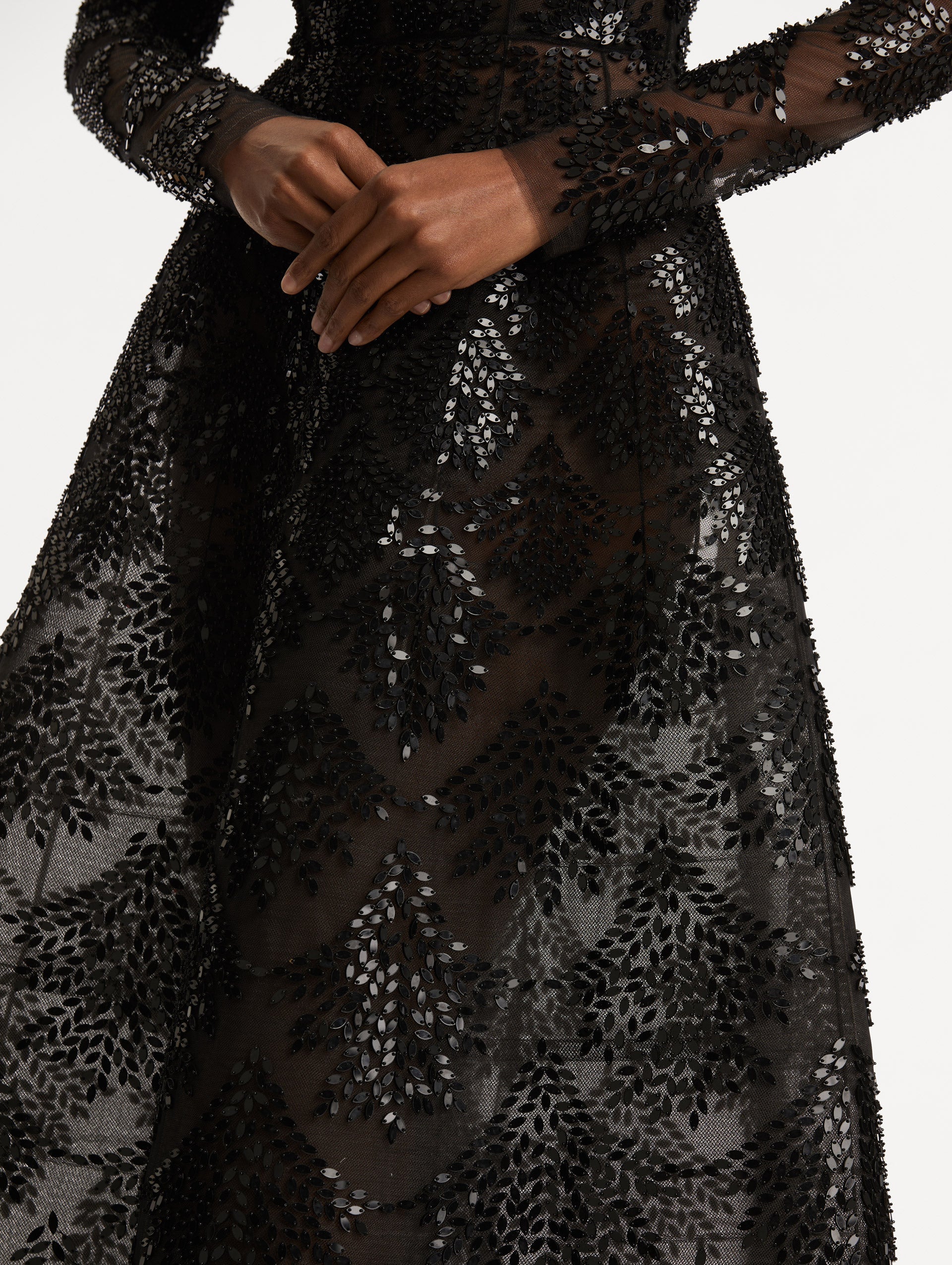 Oscar de la Renta Fern Sequin Embroidered Gown