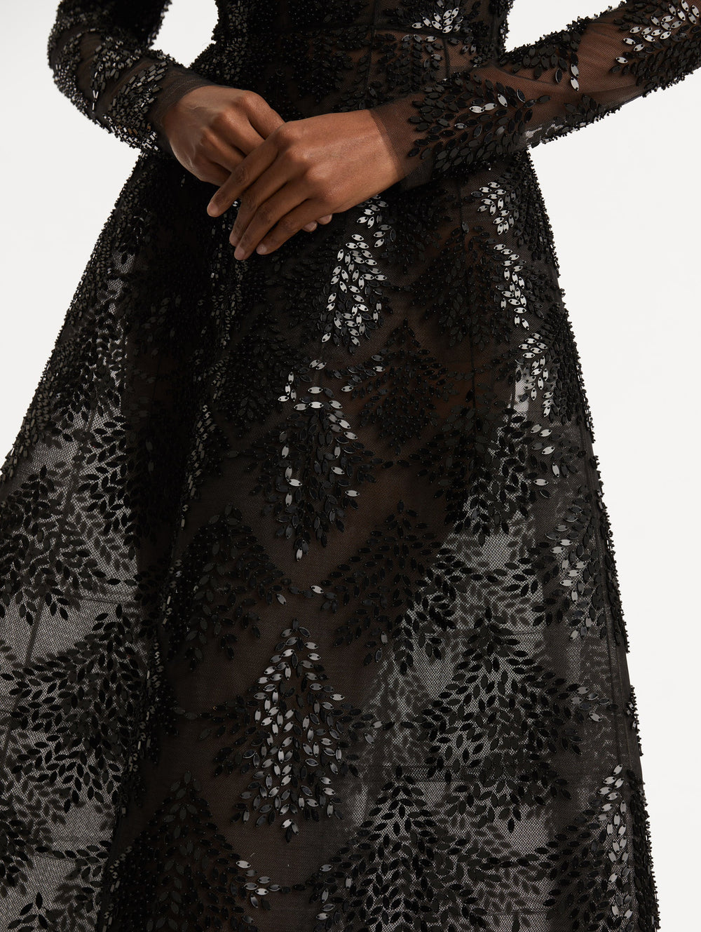 Oscar de la Renta Fern Sequin Embroidered Gown