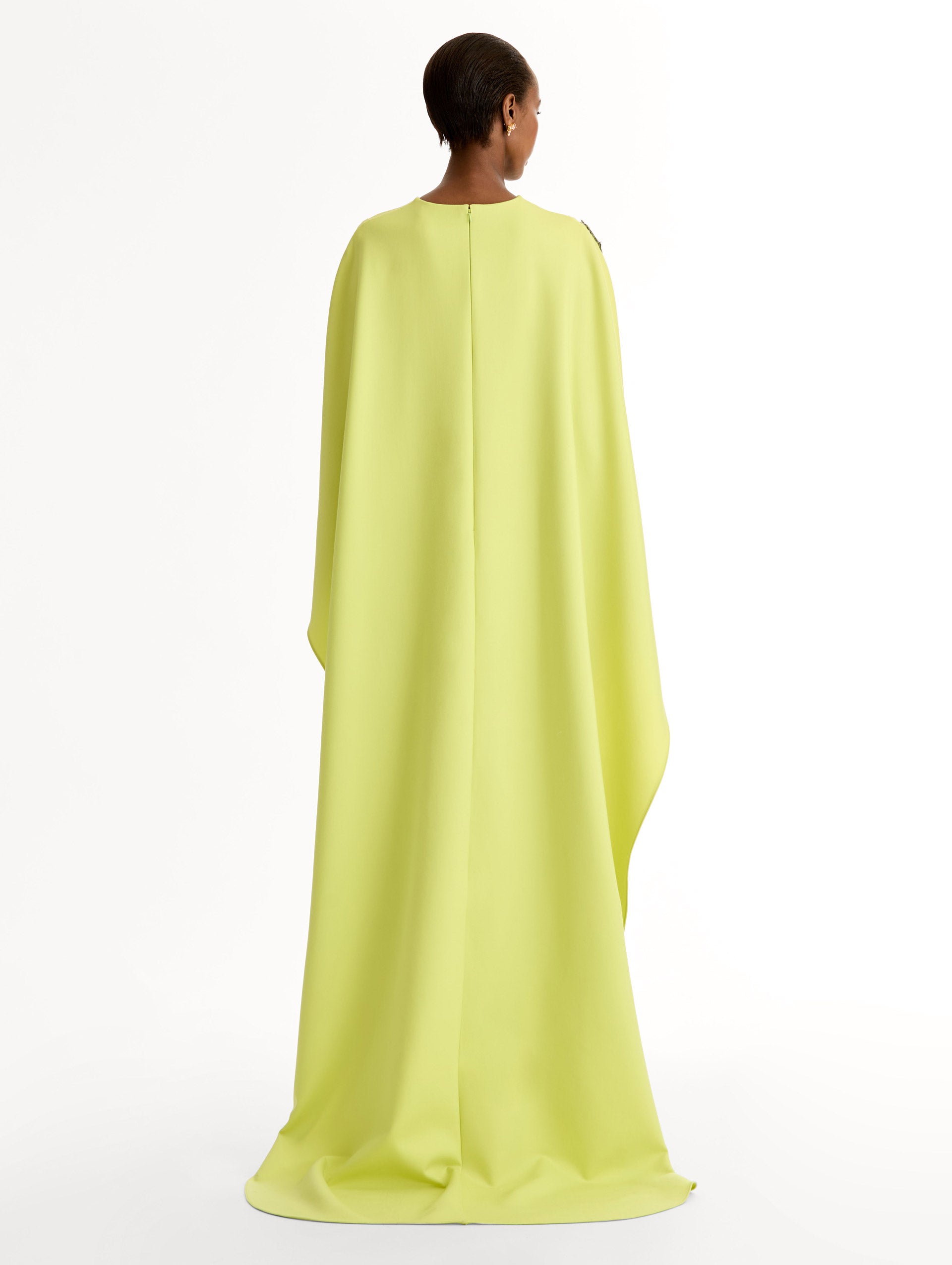 Oscar de la Renta Porcelain Flower Embroidered Caftan