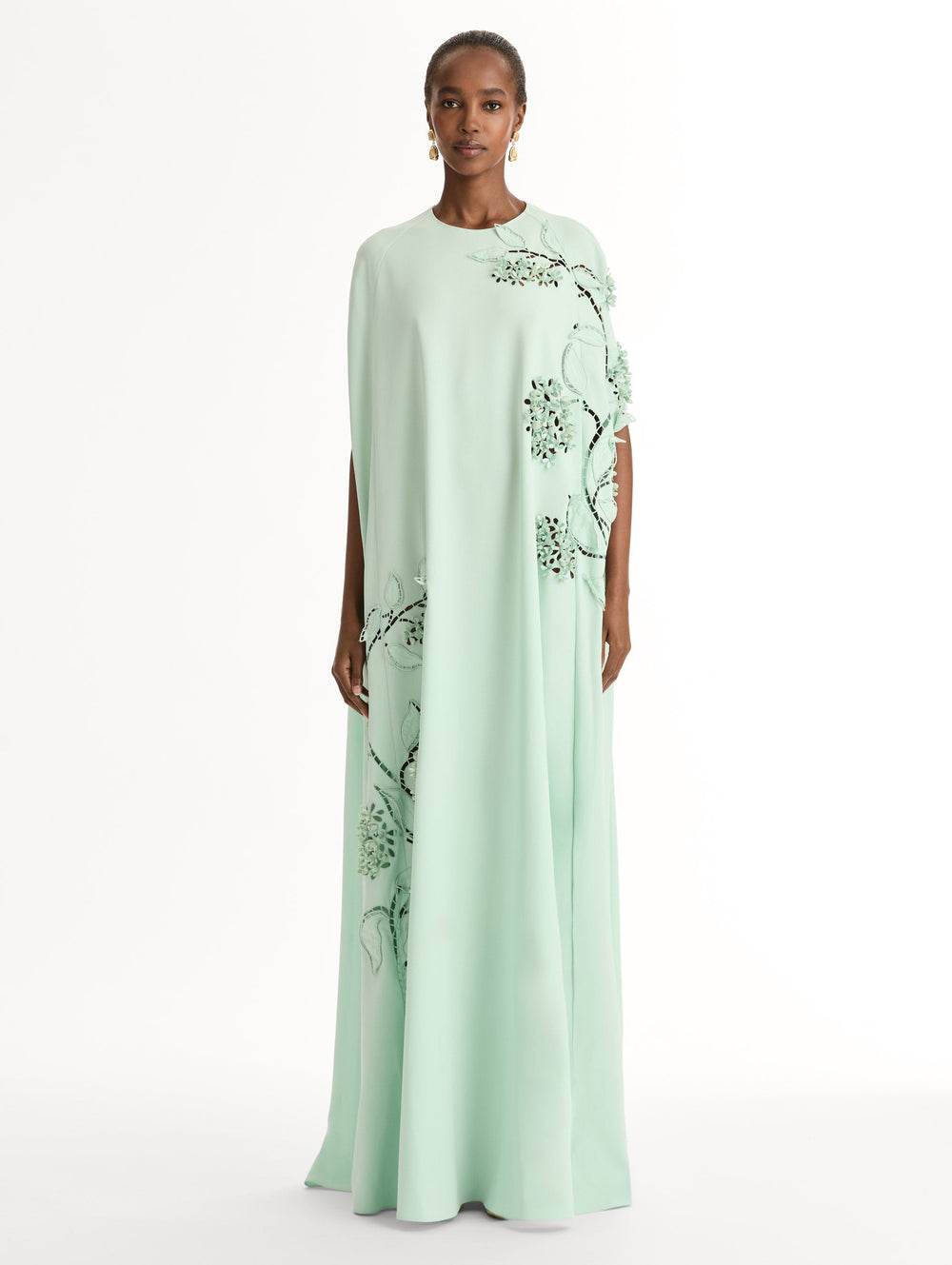 Oscar de la Renta Porcelain Flower Cutout Caftan