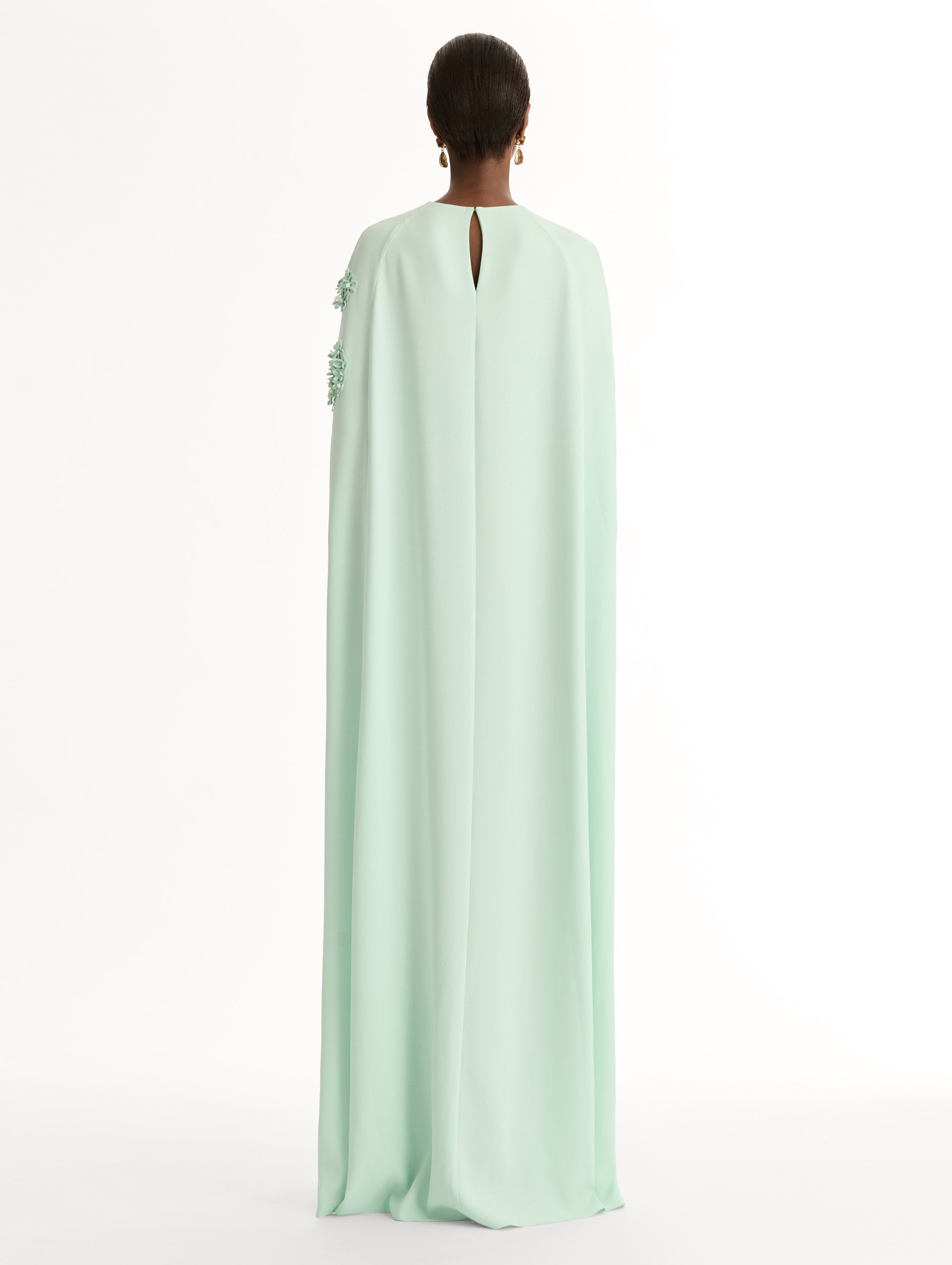 Oscar de la Renta Porcelain Flower Cutout Caftan