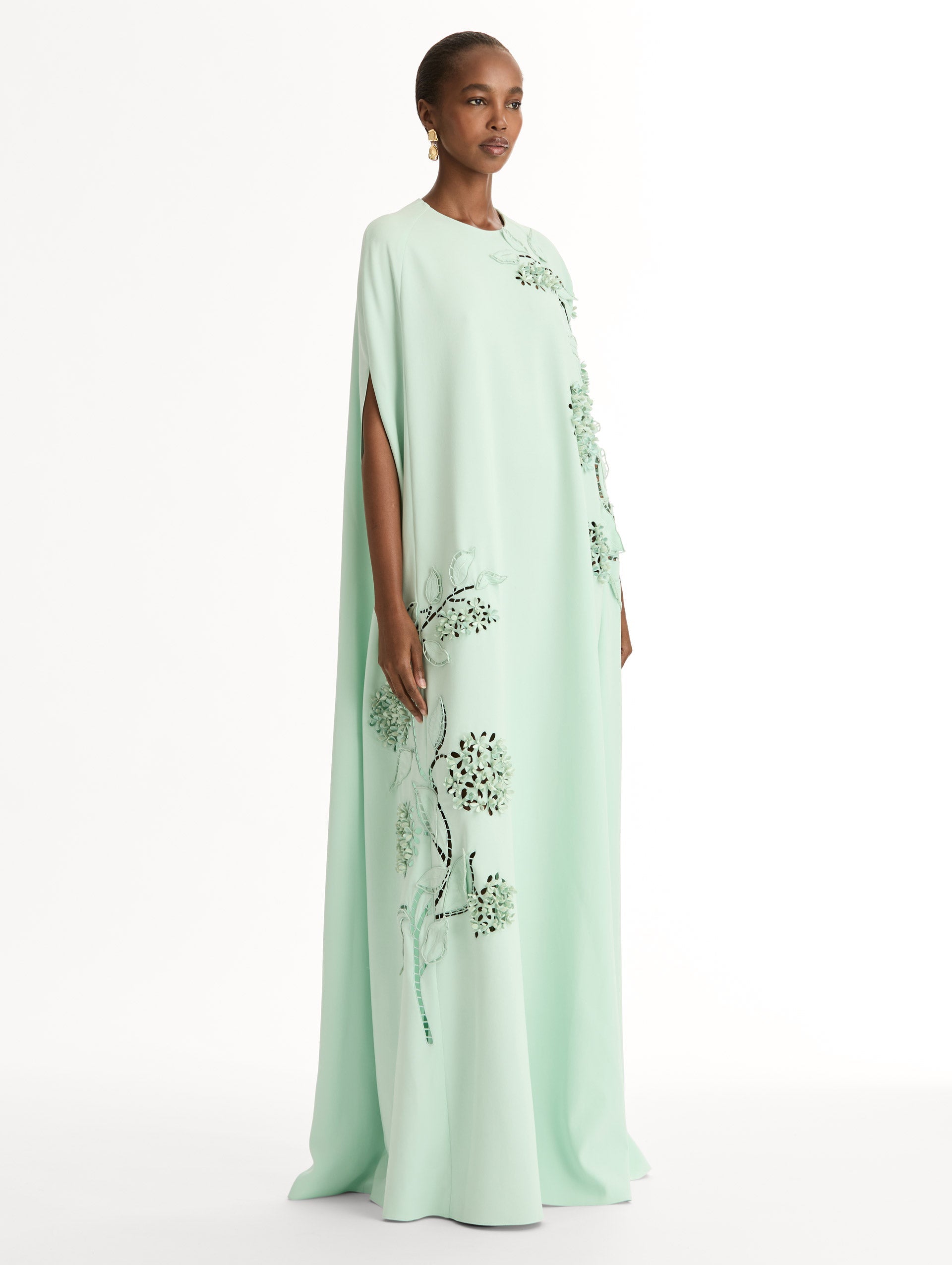 Oscar de la Renta Porcelain Flower Cutout Caftan