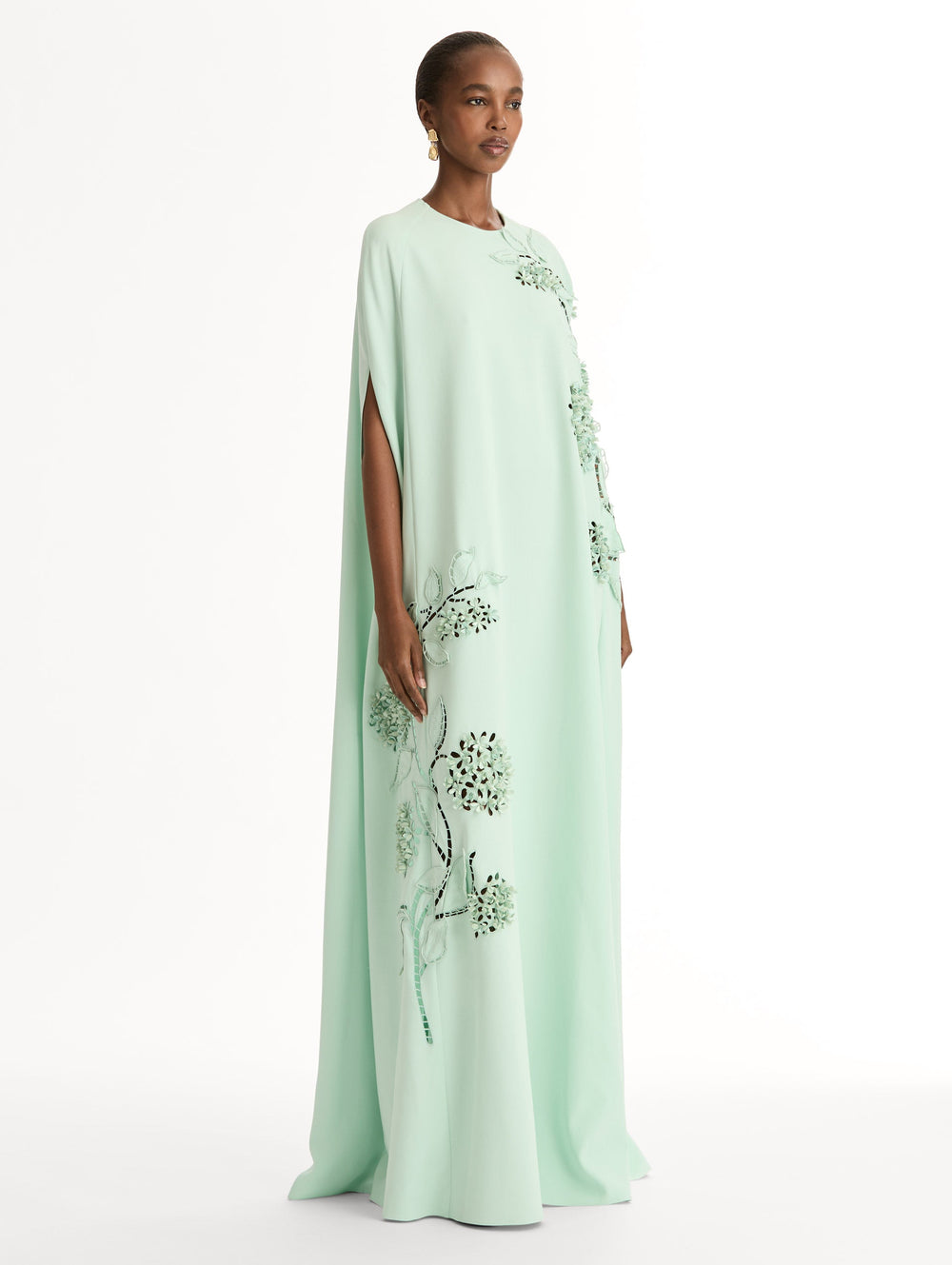 Oscar de la Renta Porcelain Flower Cutout Caftan