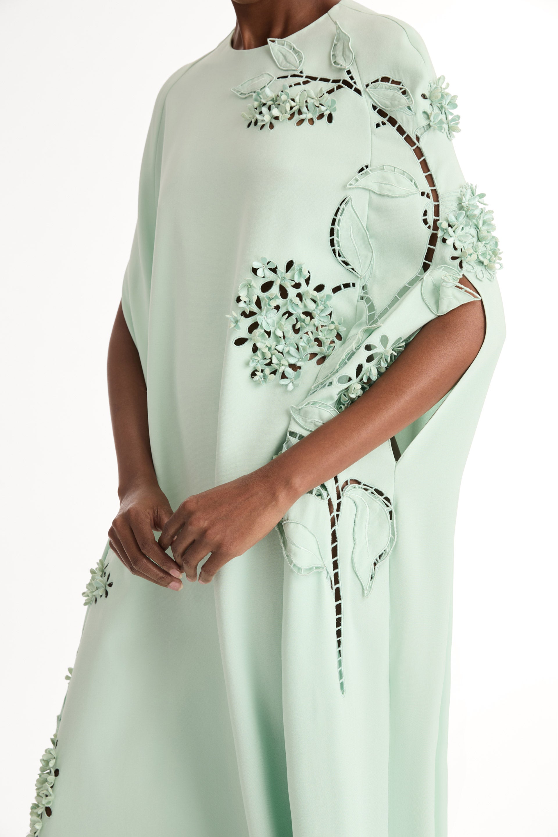 Oscar de la Renta Porcelain Flower Cutout Caftan