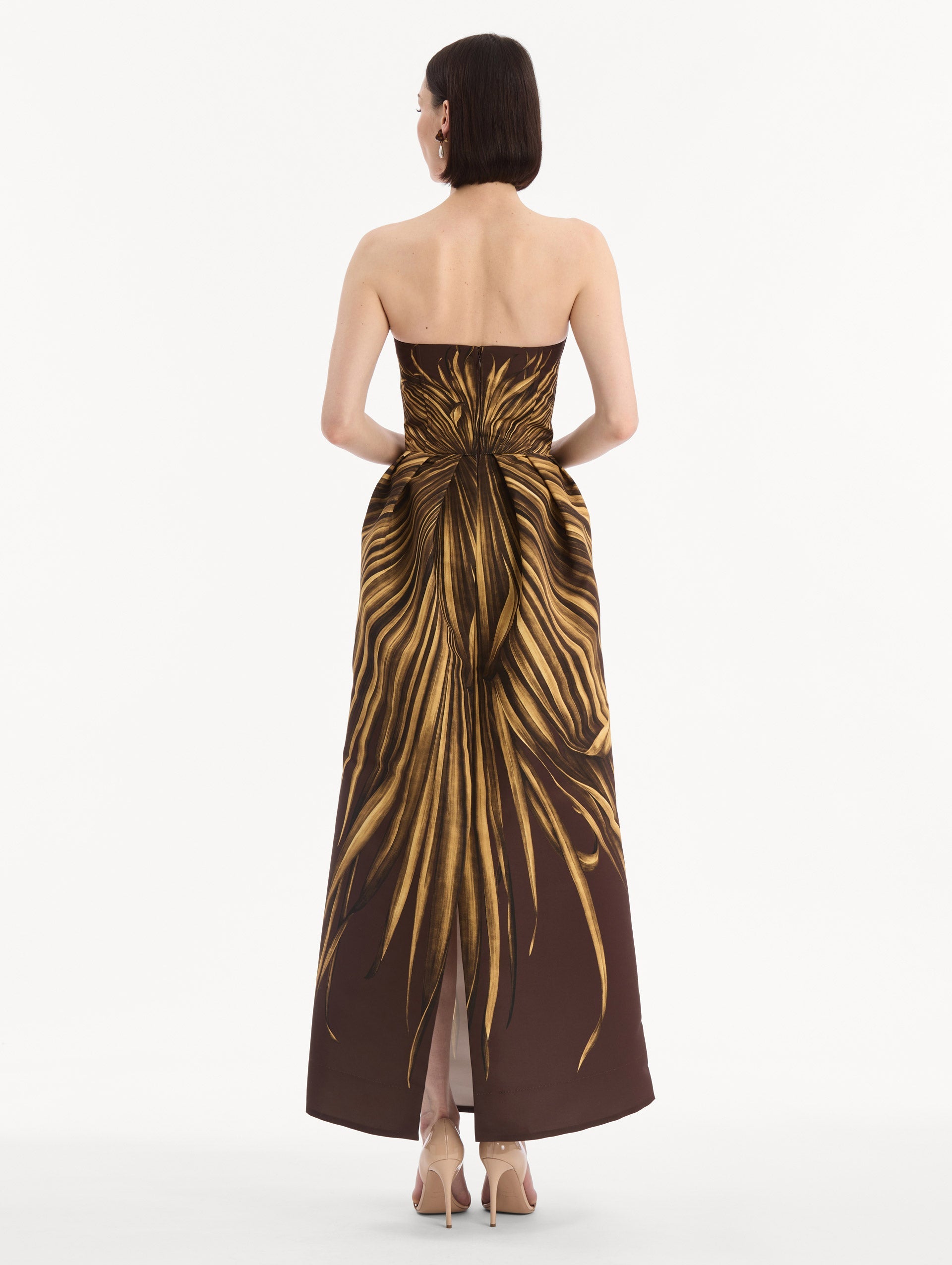 Oscar de la Renta Palm Leaves Faille Gown