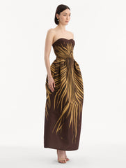 Oscar de la Renta Palm Leaves Faille Gown