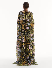 Oscar de la Renta Dominican Mixed-Floral Guipure Caftan