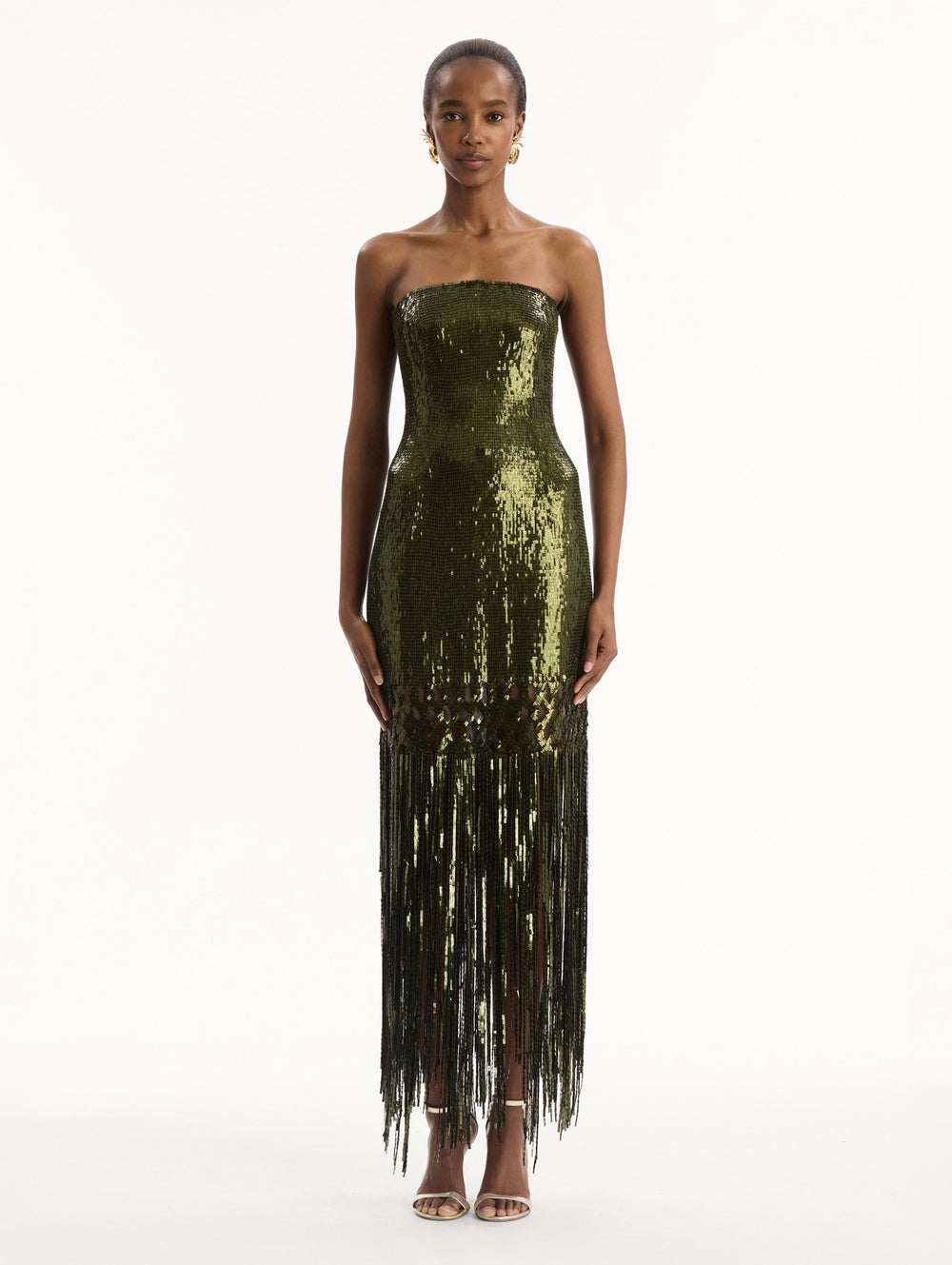 Oscar de la Renta Sequin Fringe Gown