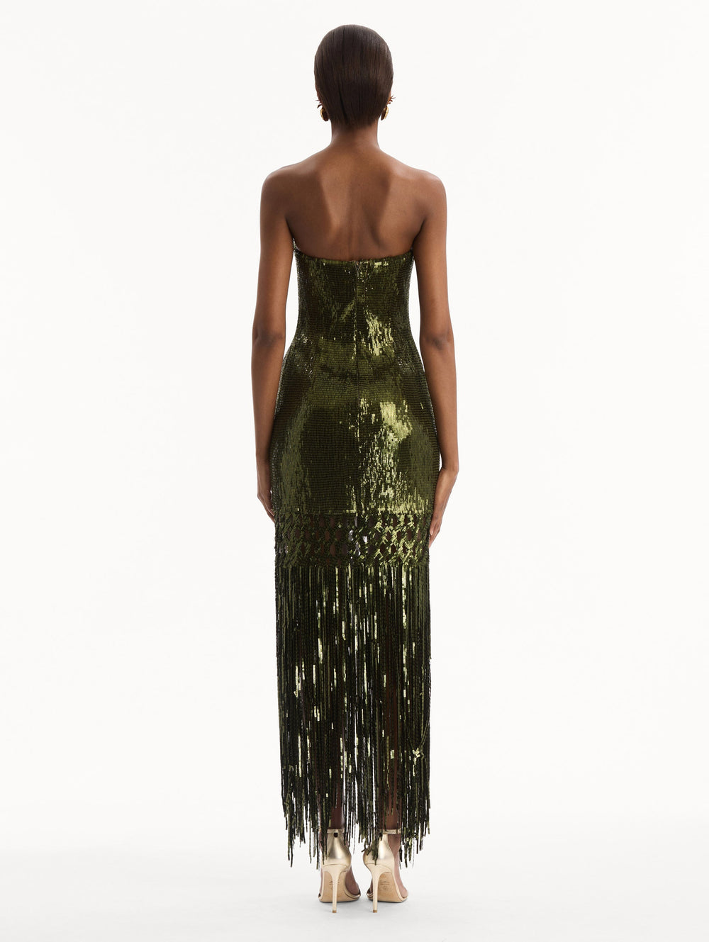 Oscar de la Renta Sequin Fringe Gown