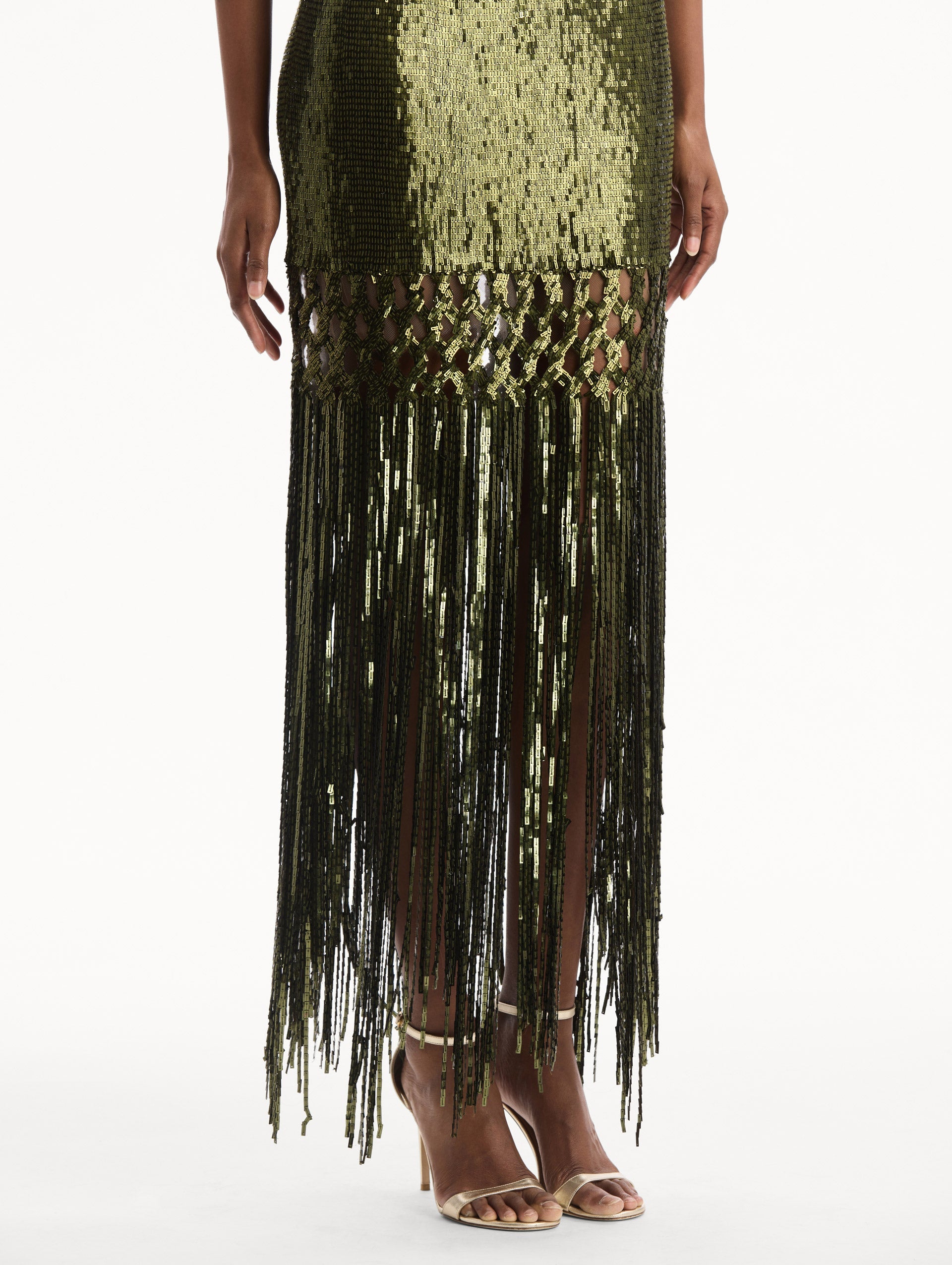 Oscar de la Renta Sequin Fringe Gown