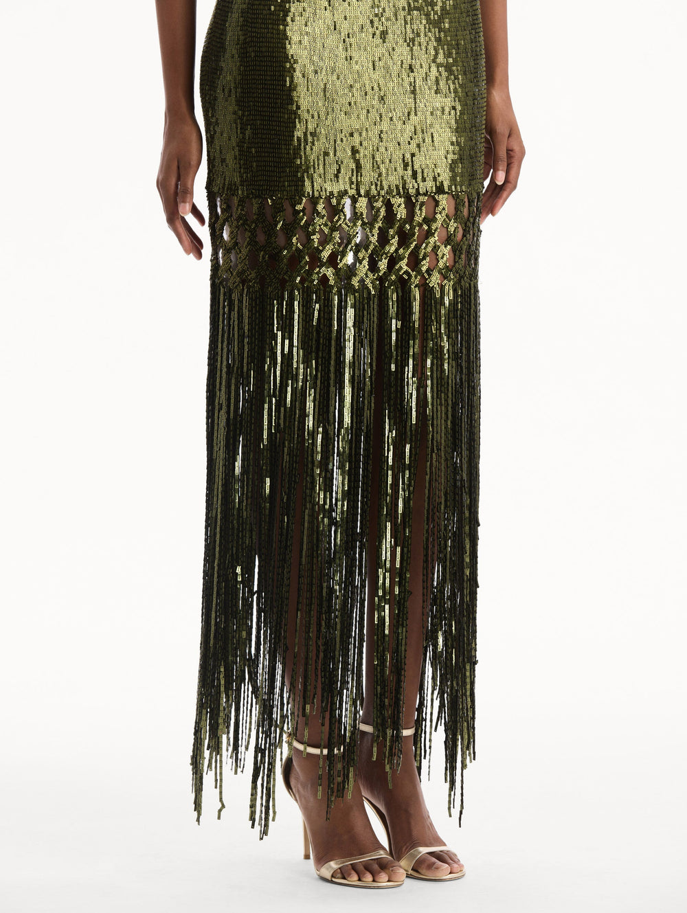 Oscar de la Renta Sequin Fringe Gown