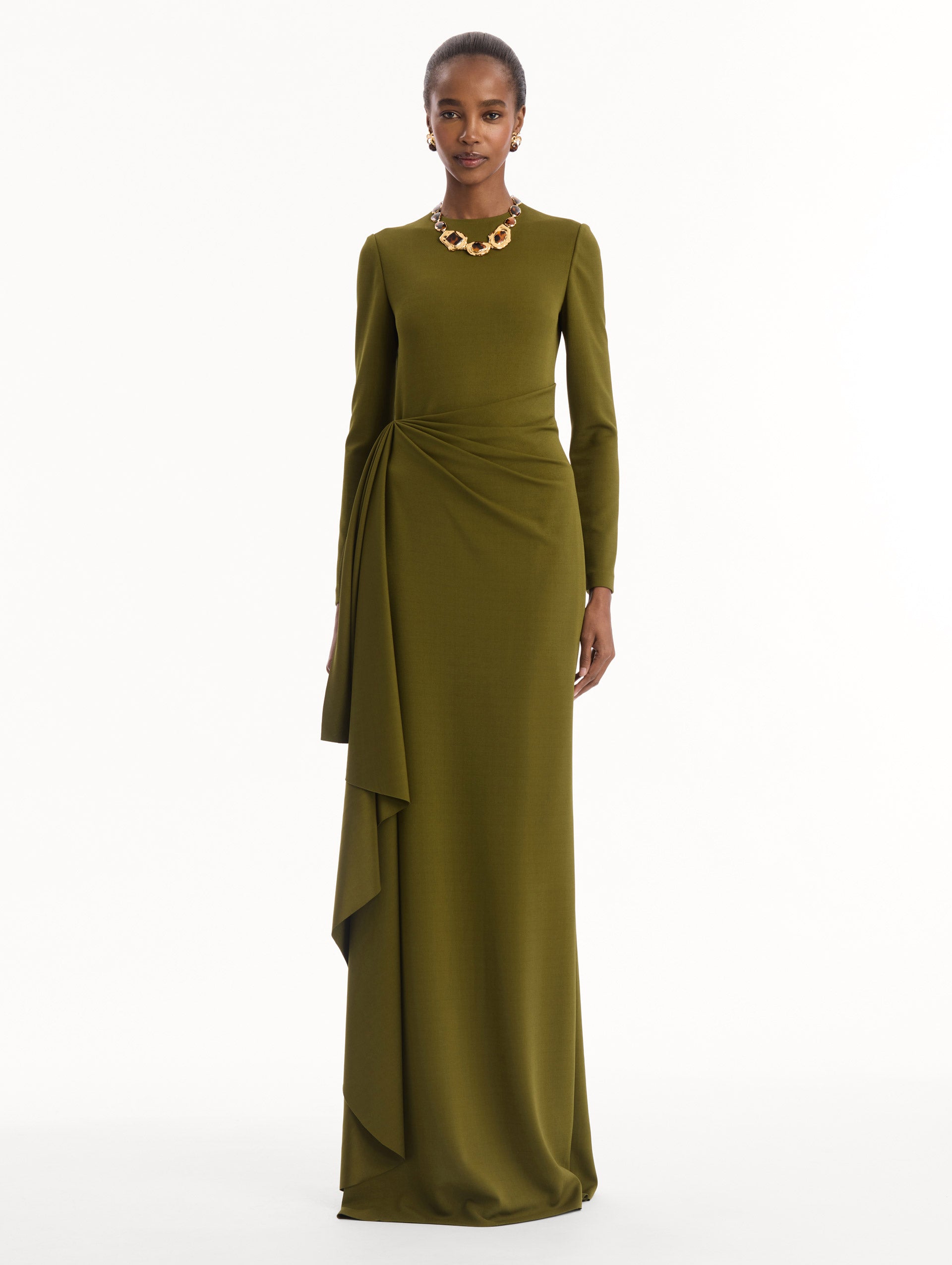 Oscar de la Renta Drape-Detail Jersey Gown