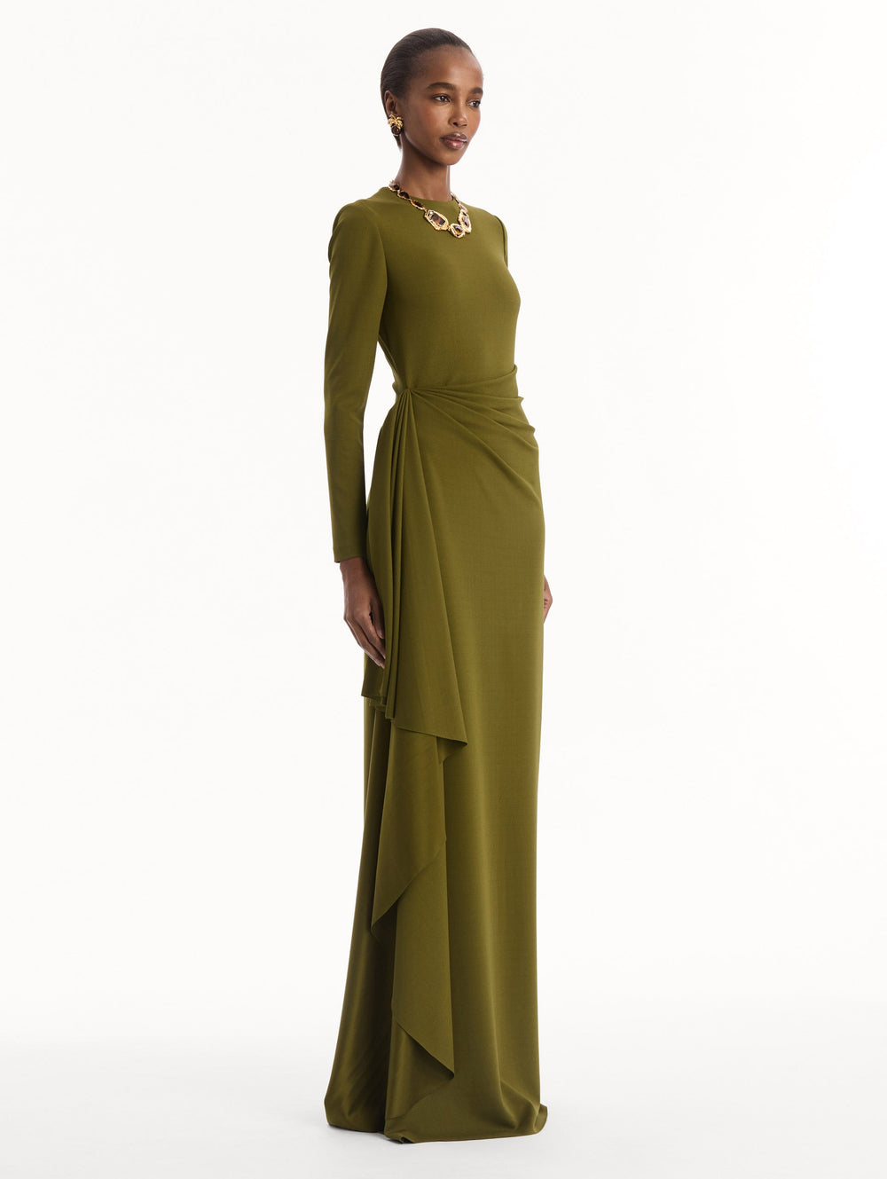 Oscar de la Renta Drape-Detail Jersey Gown