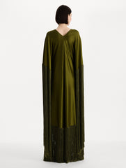 Oscar de la Renta Fringe Jersey Caftan