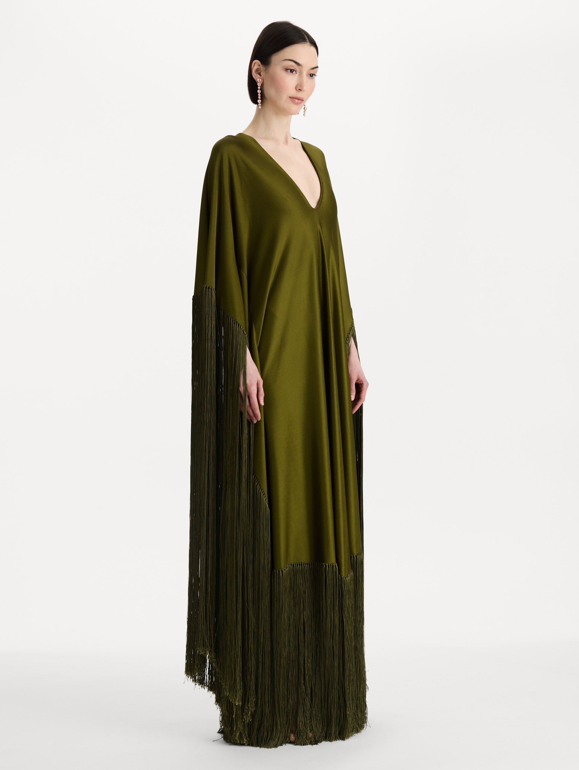 Oscar de la Renta Fringe Jersey Caftan