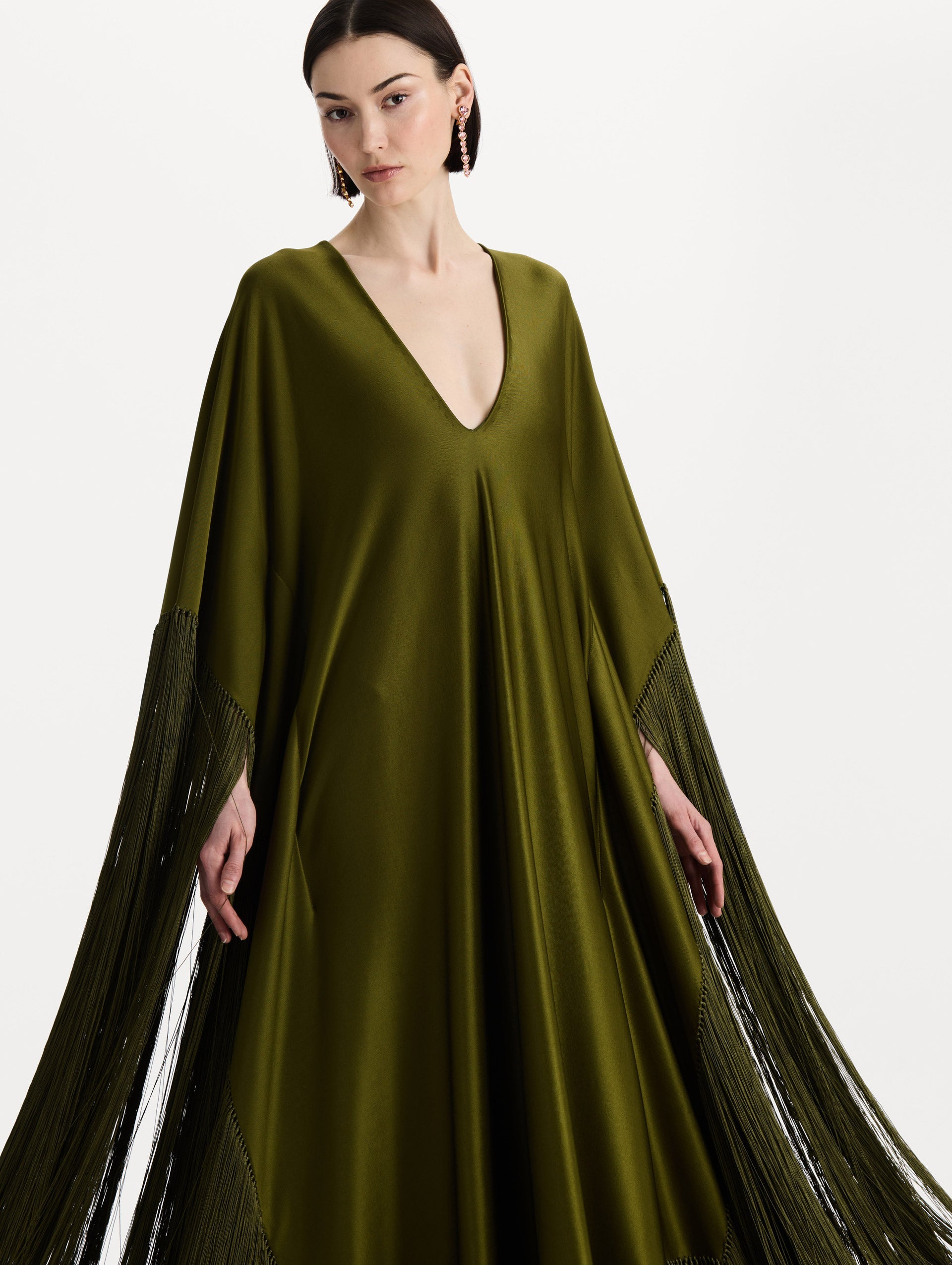 Oscar de la Renta Fringe Jersey Caftan