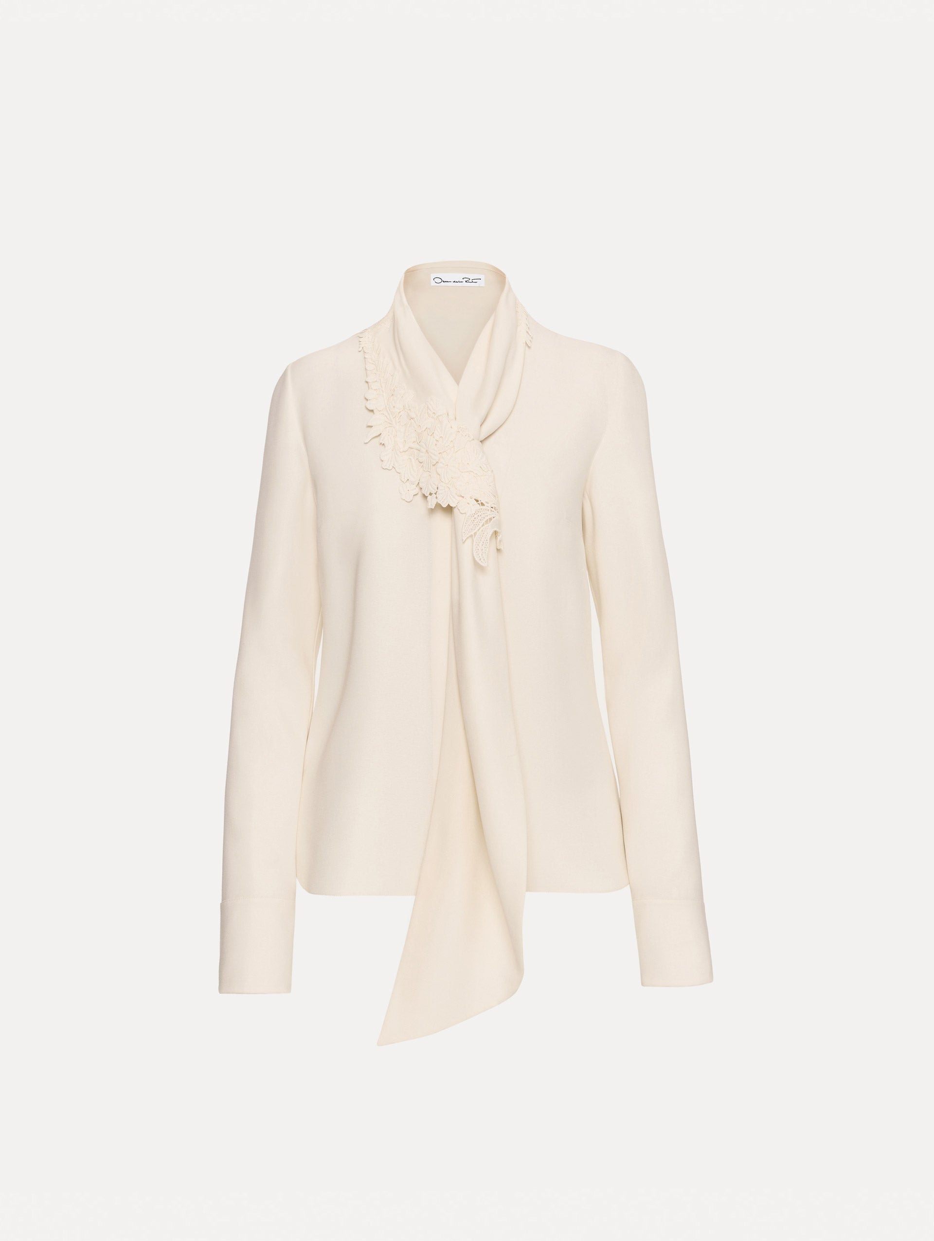 Oscar de la Renta Foxglove Tie-Neck Georgette Blouse