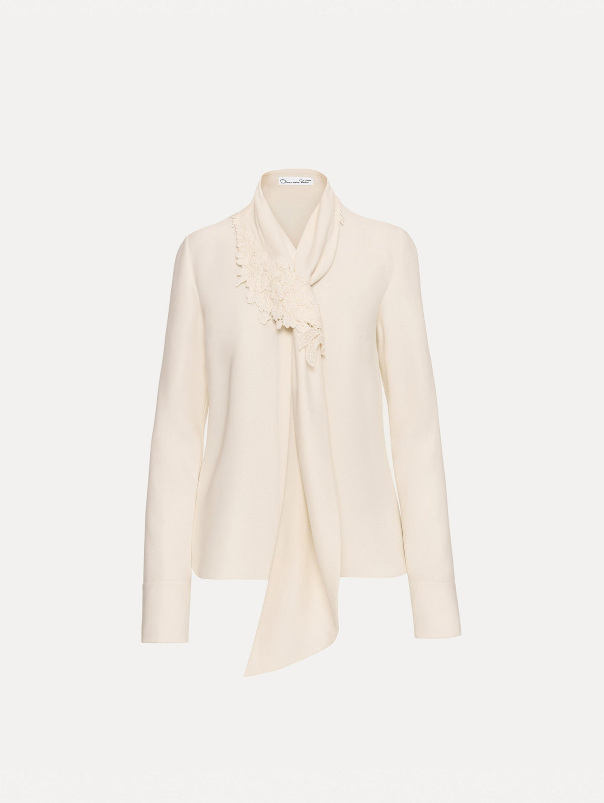 Oscar de la Renta Foxglove Tie-Neck Georgette Blouse