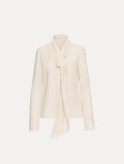 Oscar de la Renta Foxglove Tie-Neck Georgette Blouse
