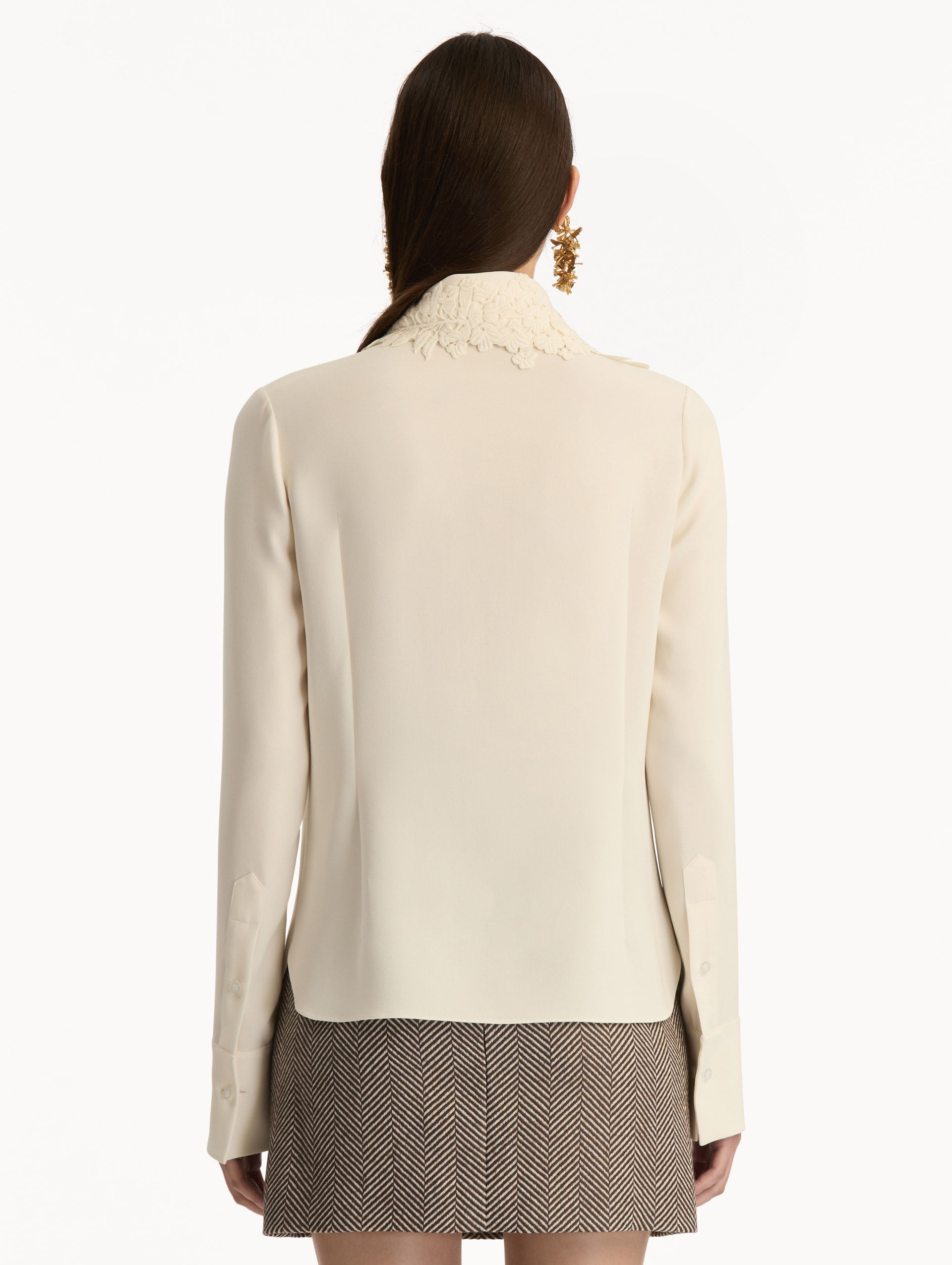 Oscar de la Renta Foxglove Tie-Neck Georgette Blouse