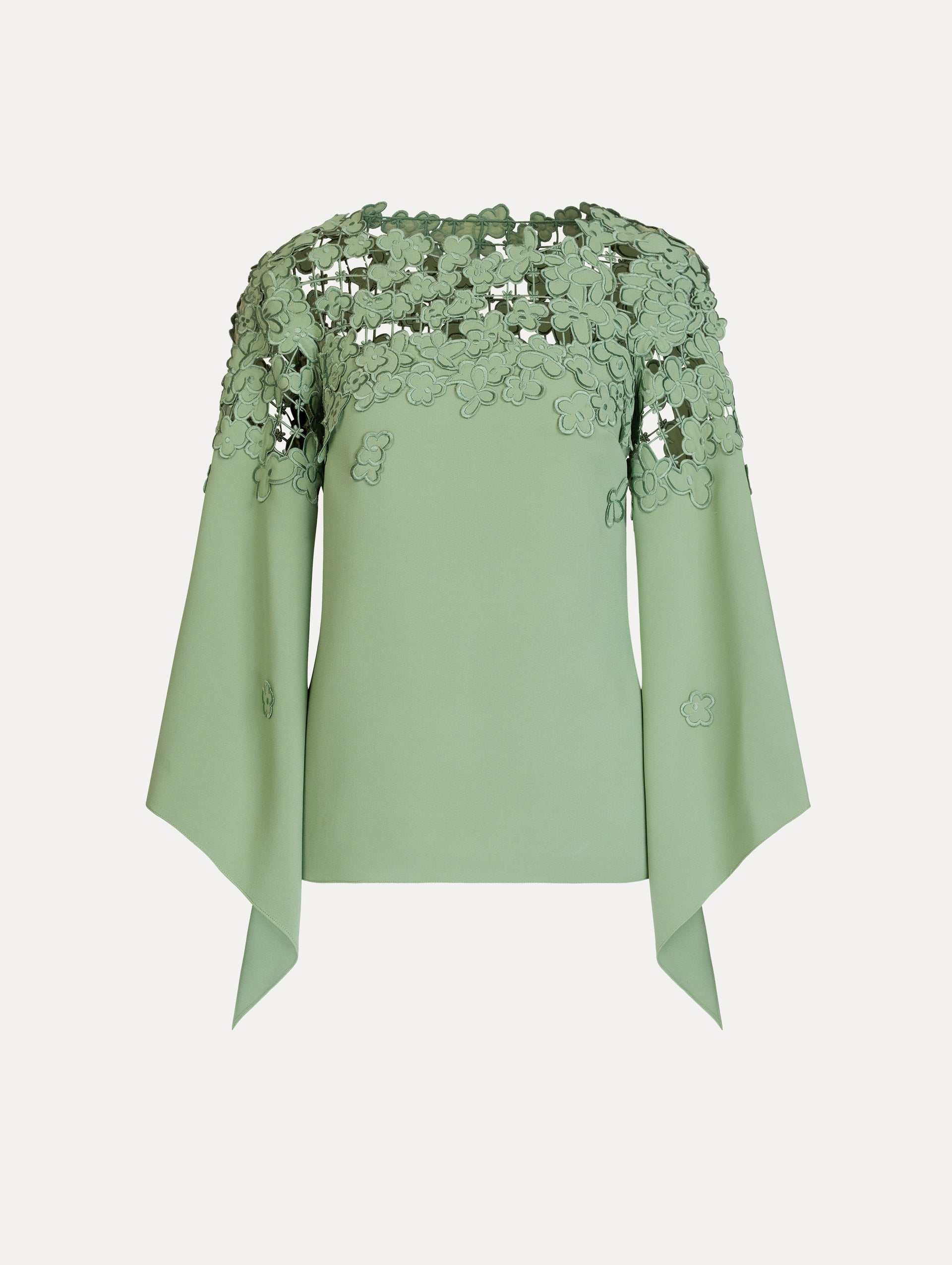 Oscar de la Renta Floral Appliqué Lattice Blouse