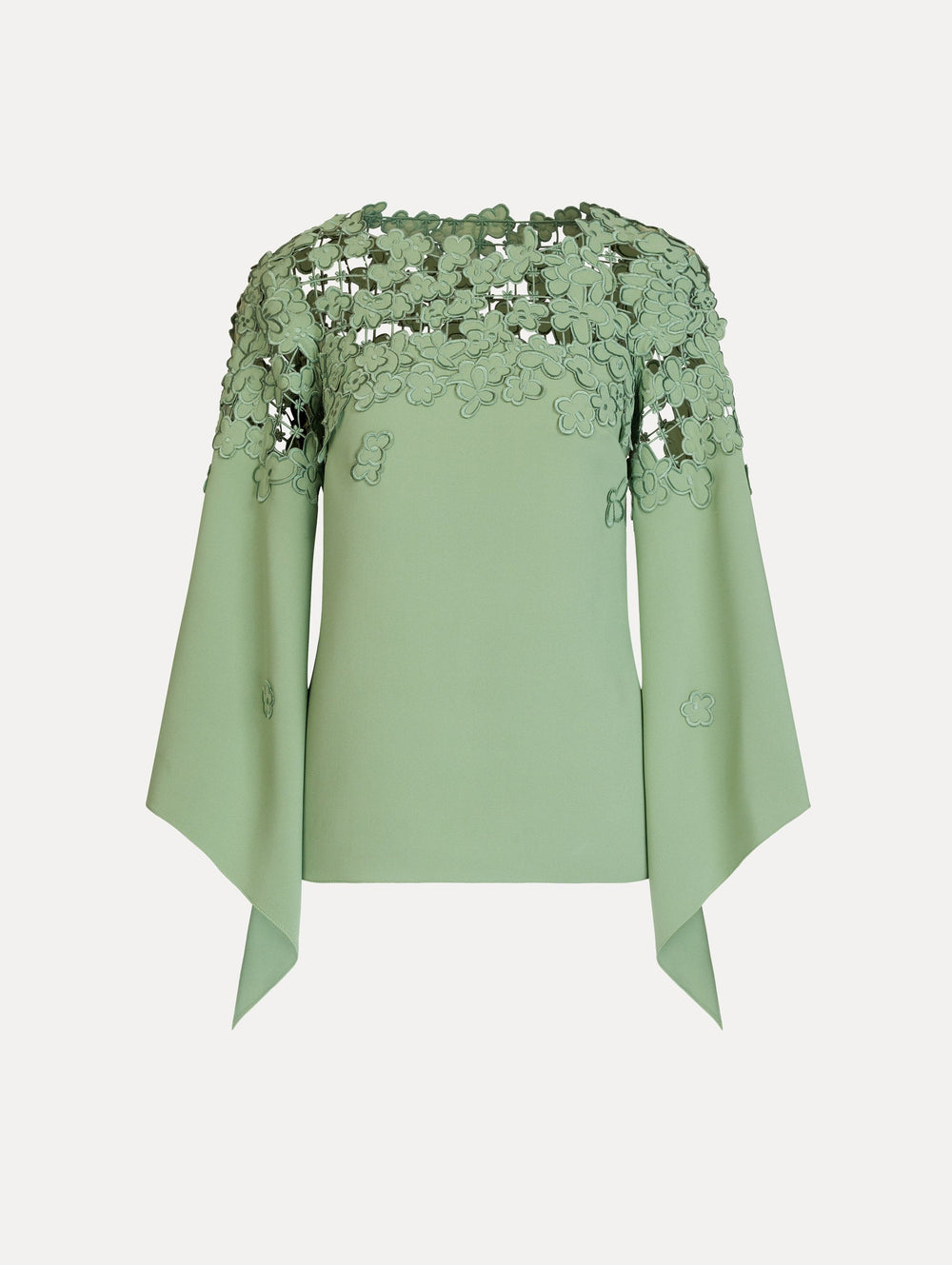Oscar de la Renta Floral Appliqué Lattice Blouse